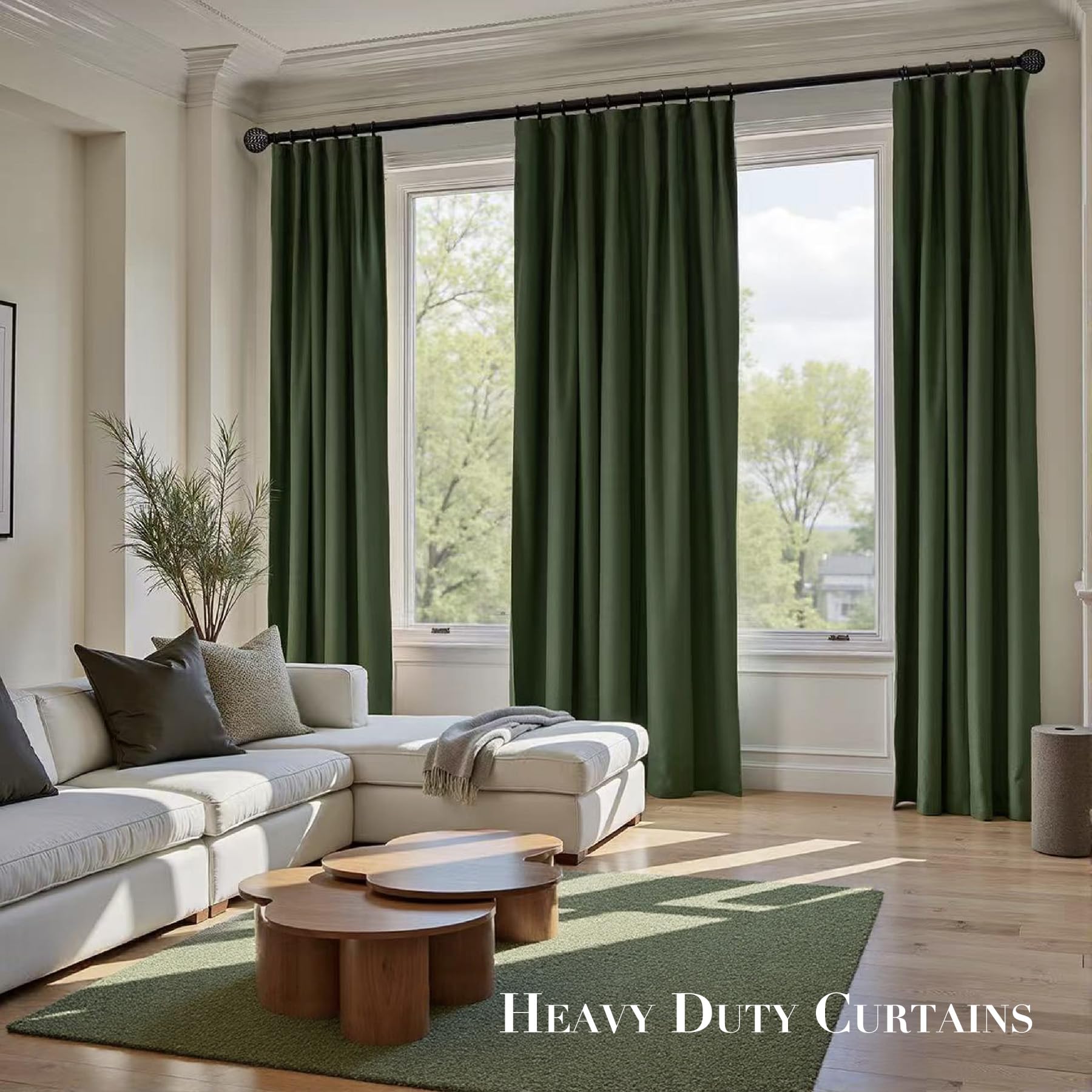 Nemia Dark Green Velvet Curtains Thermal Insulated Blackout Curtain for Bedroom Window Living Room Darkening Luxury Vintage 63 Inches Long Heavy Drapes Panels Rod Pocket Set of 2