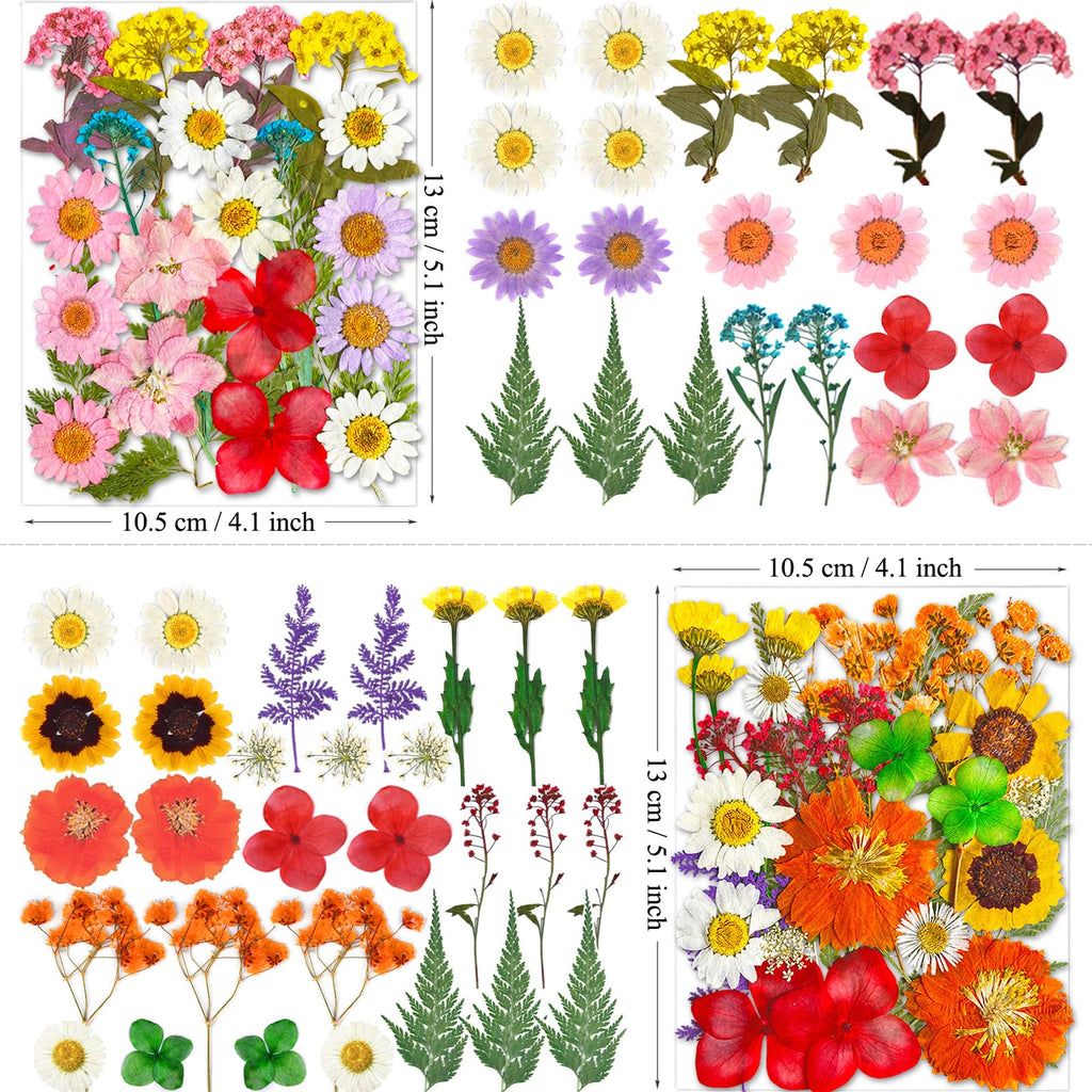 MIKIYA 98Pcs Pressed Dried Flowers for Resin Molds, Real Natural Bulk Big Dry Floral Leave for DIY Art Crafts, Epoxy Jewelry, Candle, Soap Making, Nails Decors