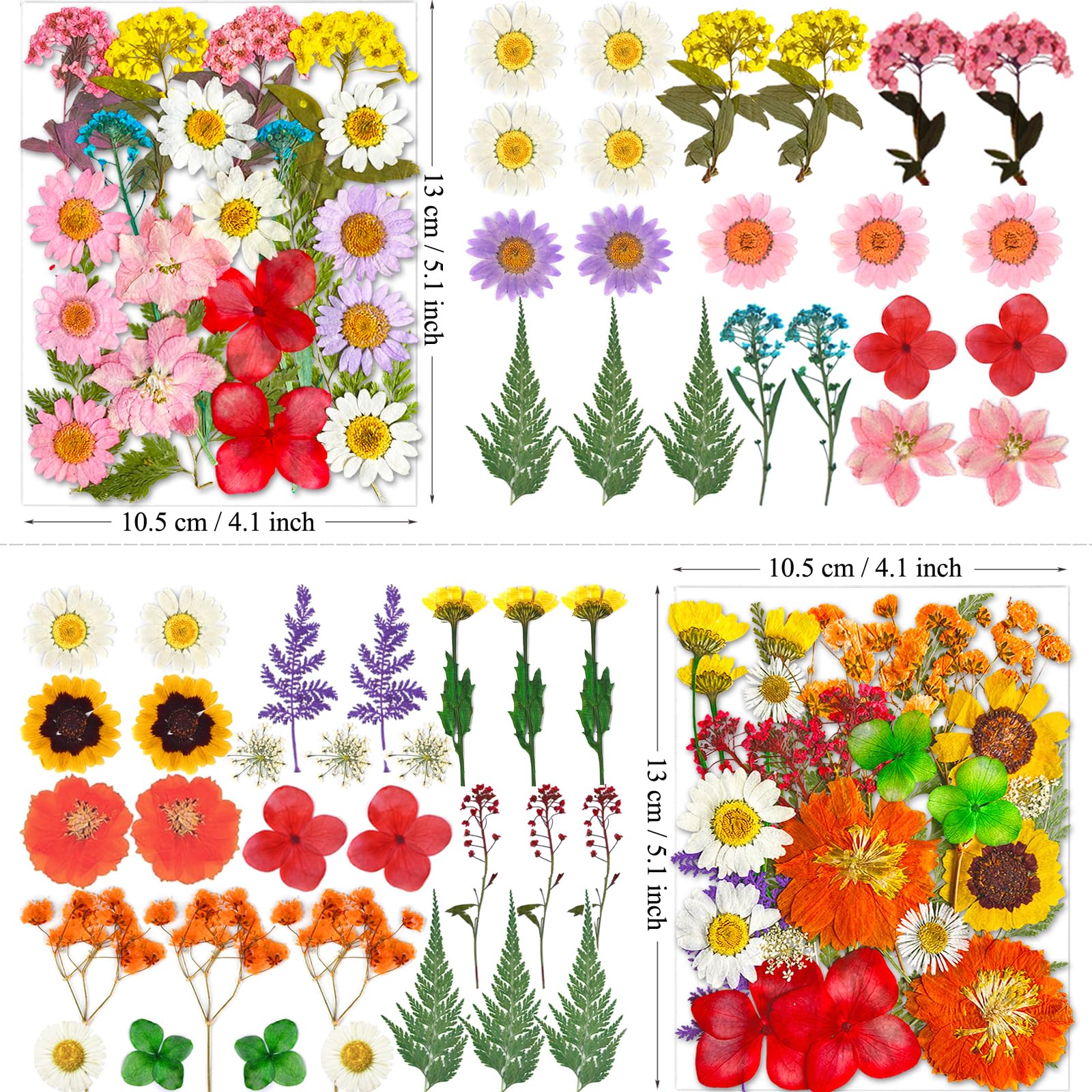 MIKIYA 98Pcs Pressed Dried Flowers for Resin Molds, Real Natural Bulk Big Dry Floral Leave for DIY Art Crafts, Epoxy Jewelry, Candle, Soap Making, Nails Decors