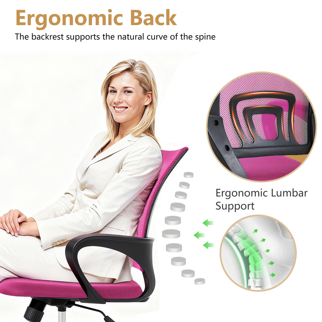 BestOffice Home Office Chair Ergonomic Desk Chair Mesh Computer Chair with Lumbar Support Armrest Executive Rolling Swivel Adjustable Mid Back Task Chair for Women Adults, Black (Black)
