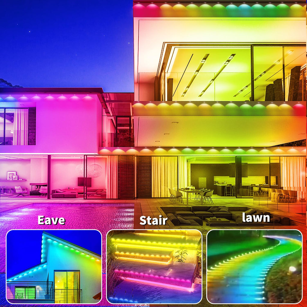 Yocrostar Permanent Outdoor Light,60ft RGB Eave Lights with App Control Remote,IP67 Waterproof LED Lights,Music Sync Outside Light for House,Halloween,Roof,Garden,Christmas Decorations