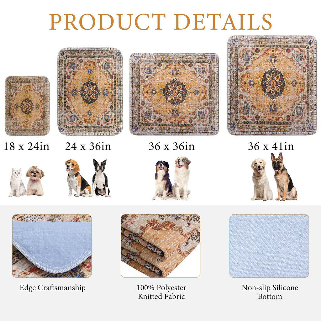 Homimp Washable Pee Pads for Dogs, 2 Pack Reusable Puppy Pads Waterproof, Absorbent and Leakproof Dog Pee Pads, Non Slip Puppy Training Pads, Pet Mat for Floor,Crate,Couch,Whelping,Beige 36"x36"