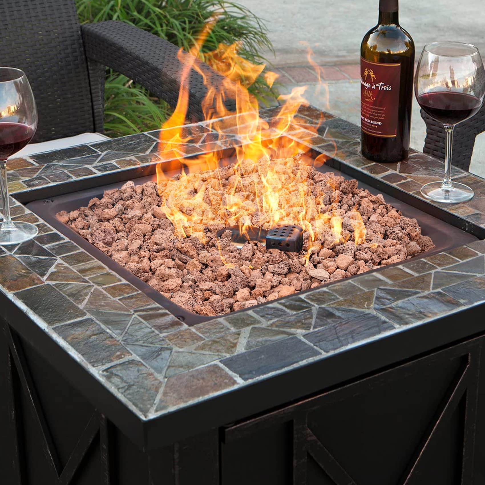 Mr. Fireglass 10 Pounds Black Natural Lava Rock for Indoor Outdoor Gas Fire Pits Fireplaces & Barbecue Grills | Volcanic Lava Stones for Decorating Garden Landscaping, Potted Plants, 0.2"-0.3"