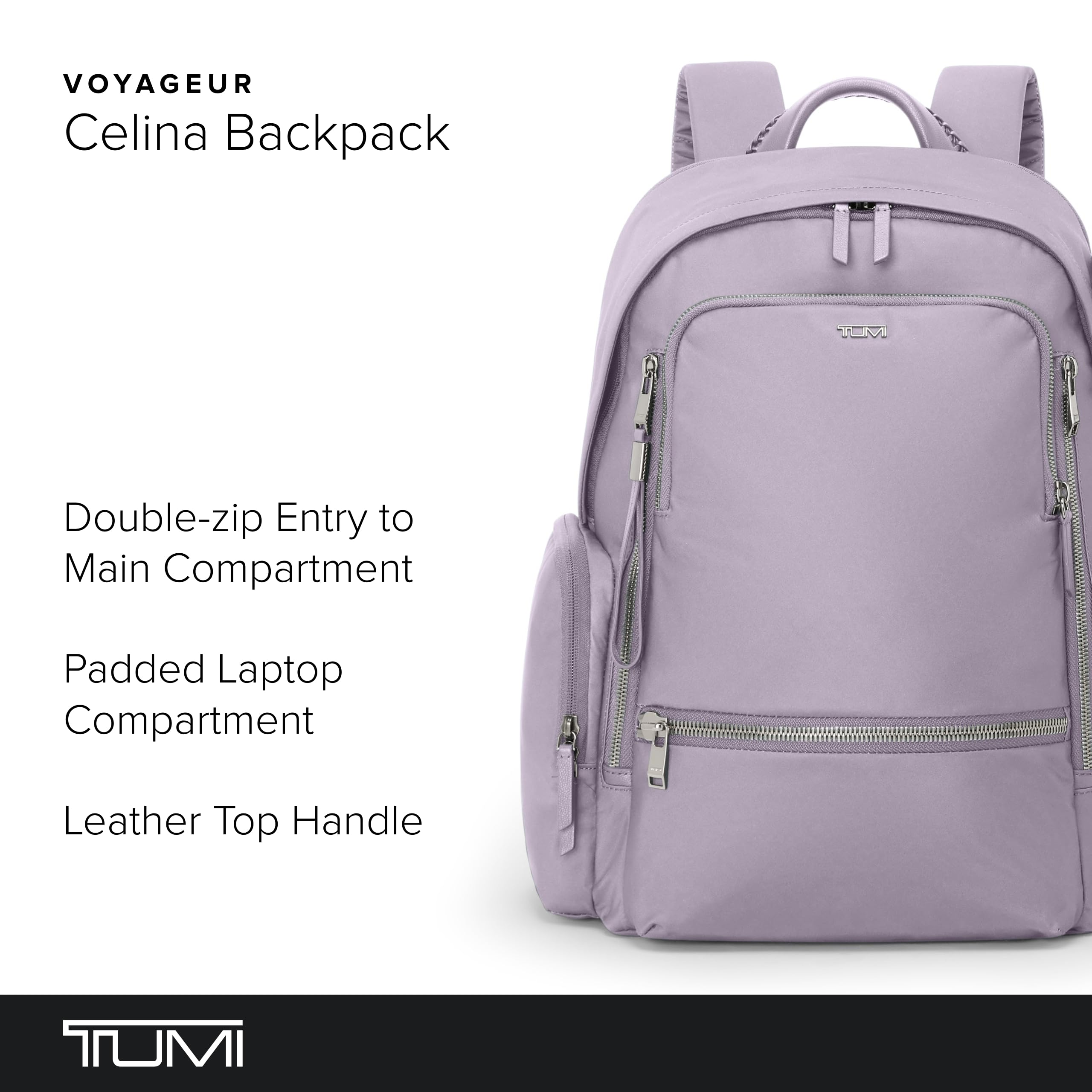 TUMI - Voyageur Celina Backpack - Women's Work and Travel Bag - 16.0" X 10.6" X 6.5" - Holds Up to 16" Laptop - Black & Gold Hardware