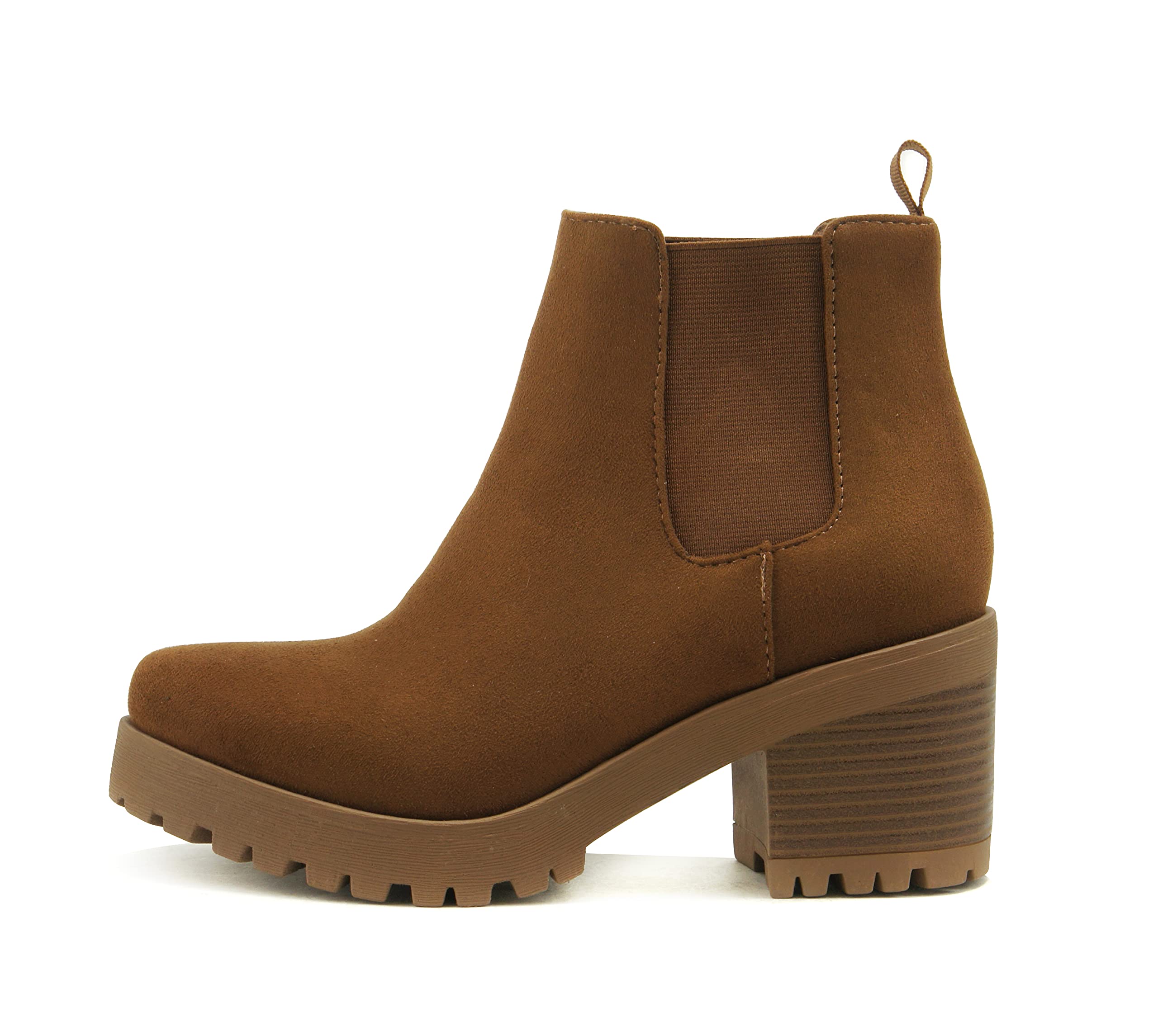 Soda Top Shoes Jaber Ankle Boot W Lug Sole Elastic Gore and Chunky Heel
