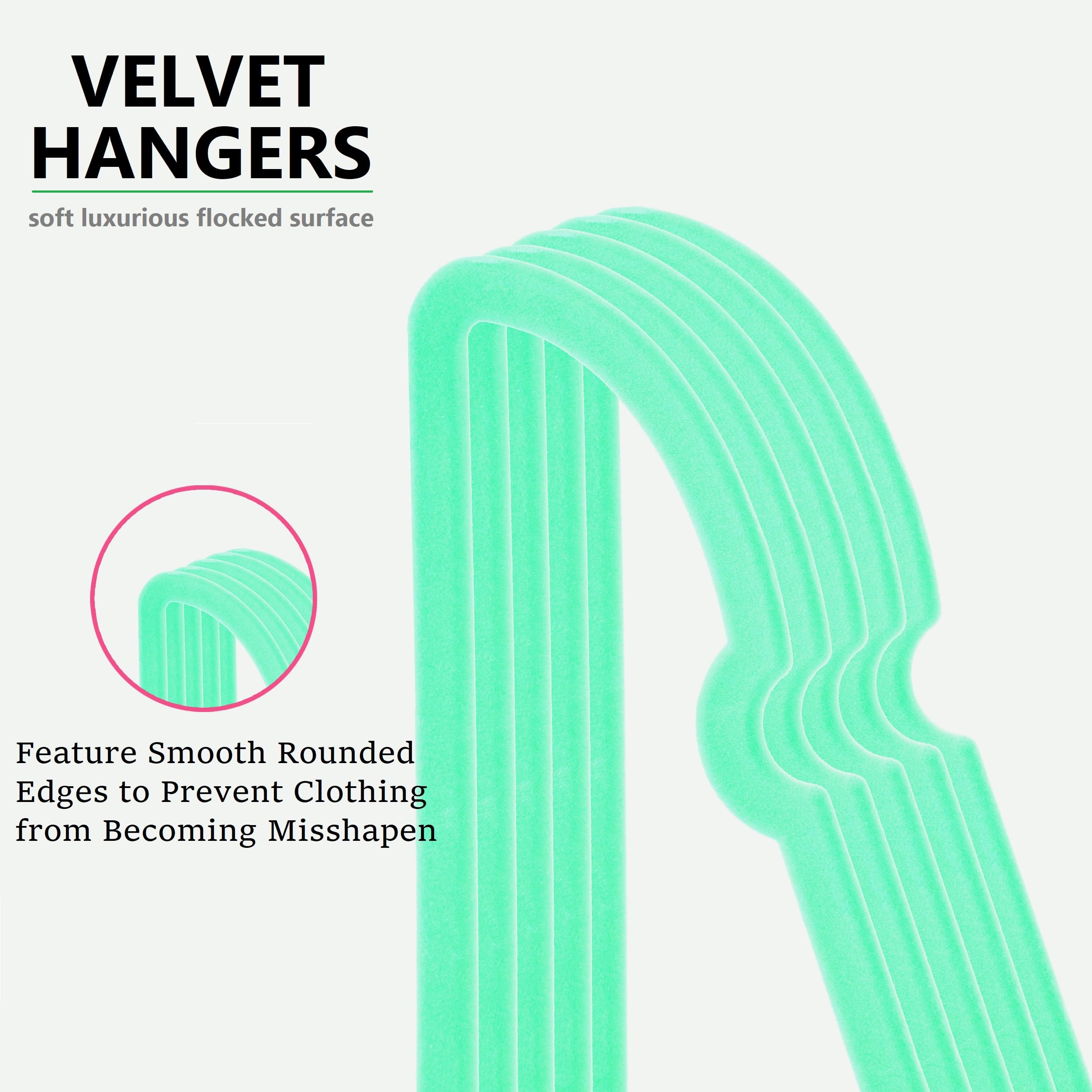 Velvet Hangers 20 Pack,16 Inch Non Slip Adult Heart Hanger (Black) | 360° Swivel Hooks, Cascade Design, Space Saving