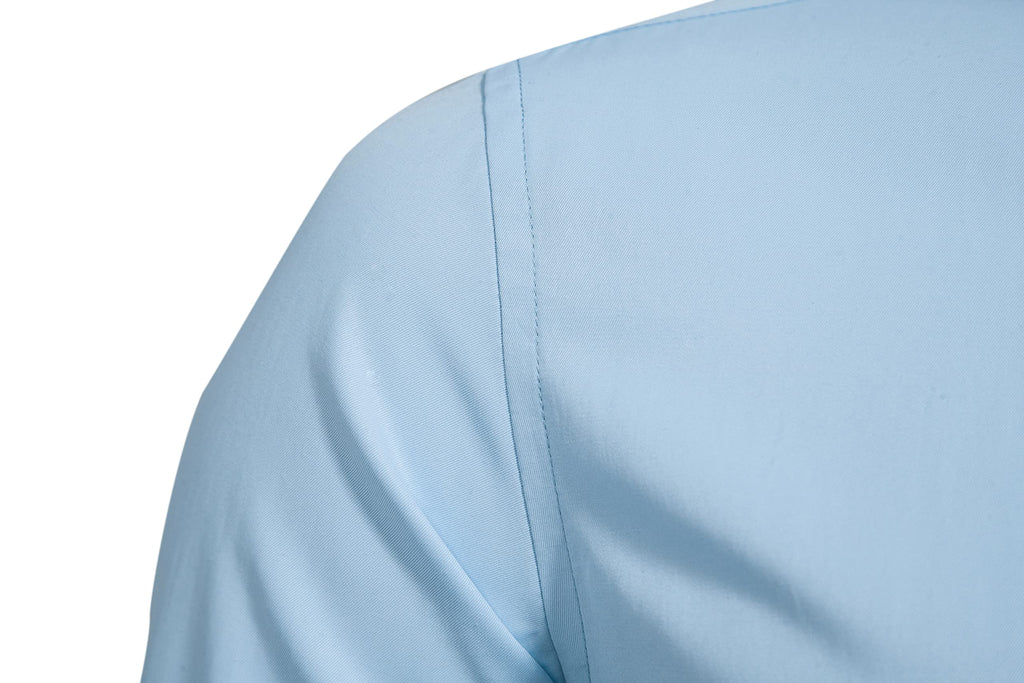 Men’s Banded Collar(Mandarin Collar) Long Sleeve Casual Solid Fancy Dress Shirts