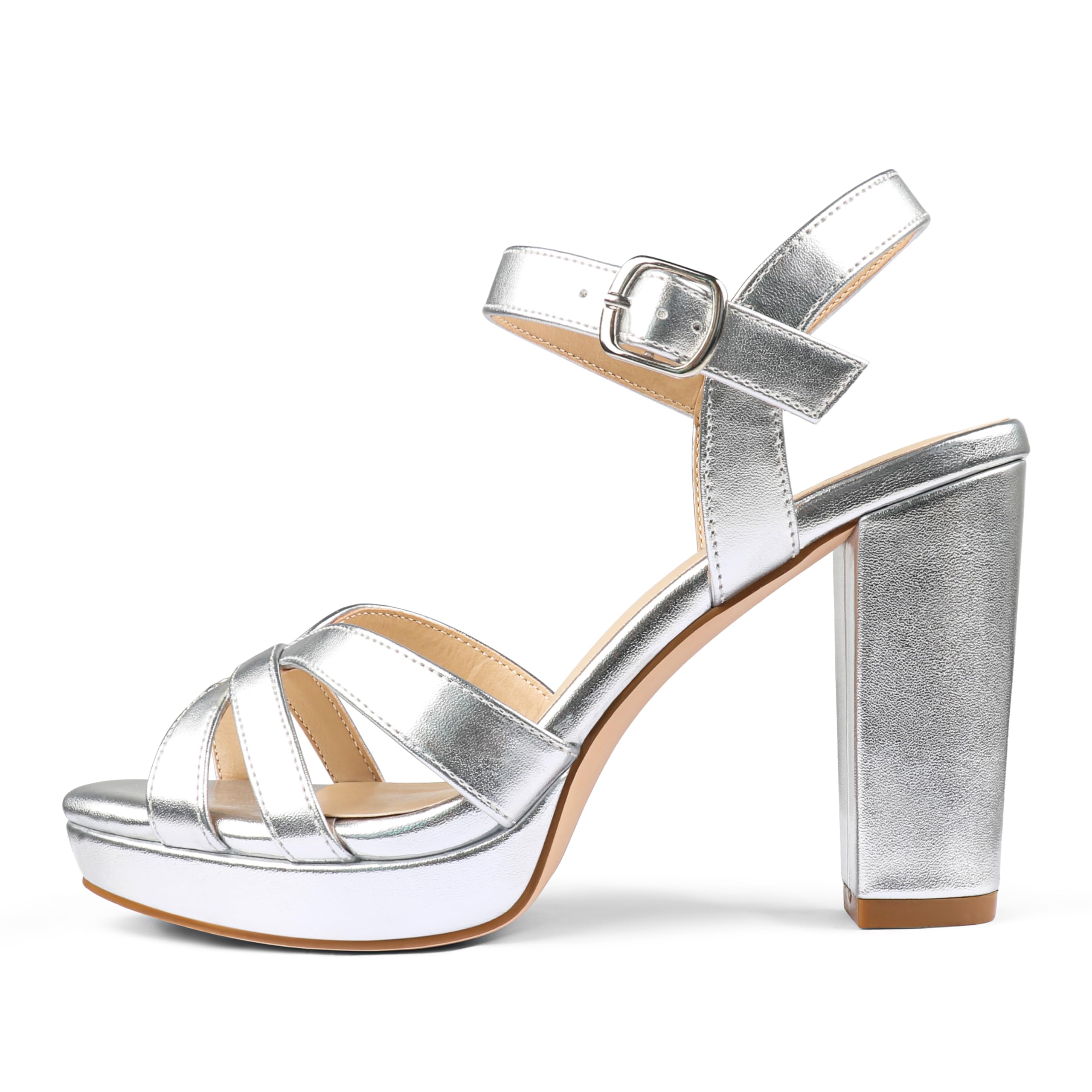 COLETER Women's Platform Chunky Heels Ankle Strap Block Heeled Sandals Party Wedding Shoes
