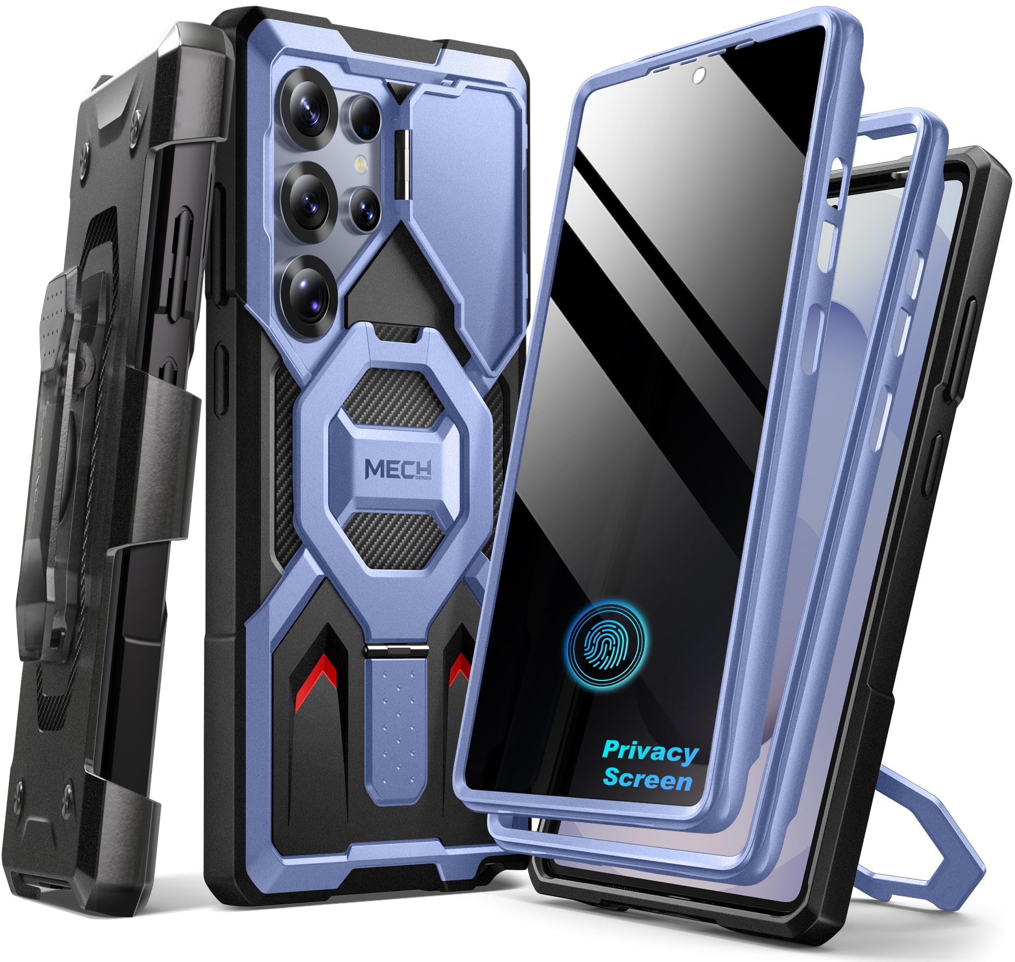 TONGATE Magnetic Stand for Samsung Galaxy S25 Ultra Case with Privacy Screen Protector, [Compatible with Magsafe] [Military Drop Protection] S25 Ultra Case with Camera Cover & Belt Clip, Black 6.9"