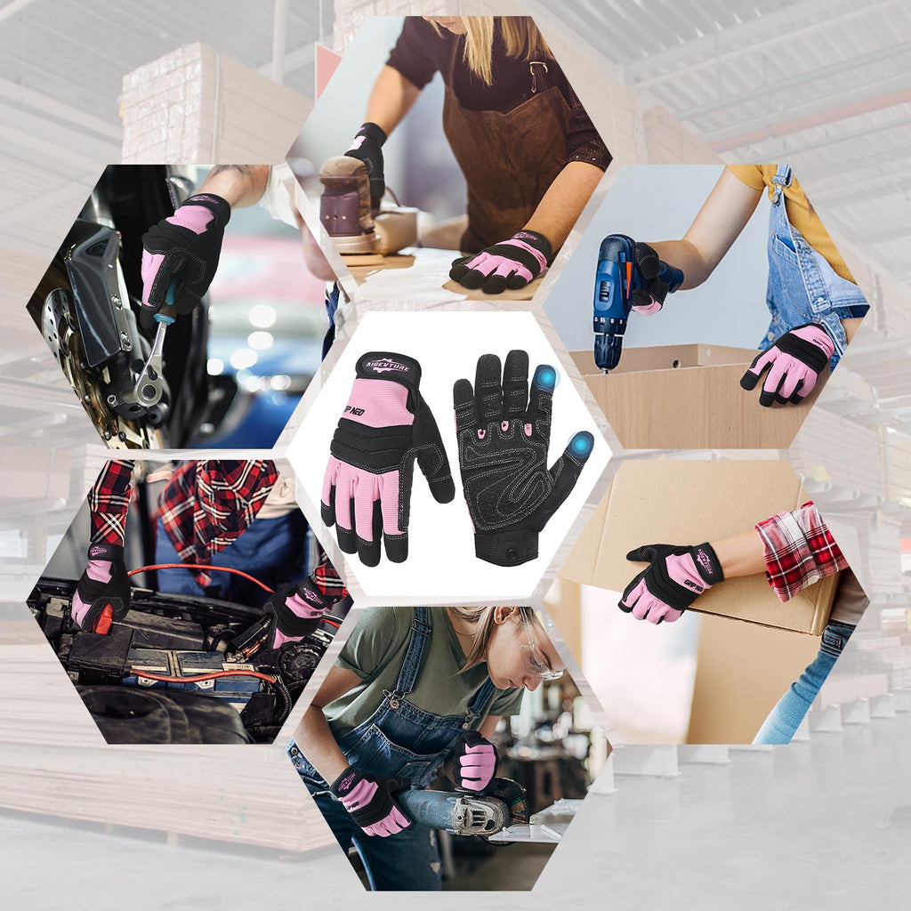 AIGEVTURE Safety Work Gloves Mens & Women, Light Duty Mechanic Gloves Touch Screen, Gardening Work Gloves with Grip,High Dexterity