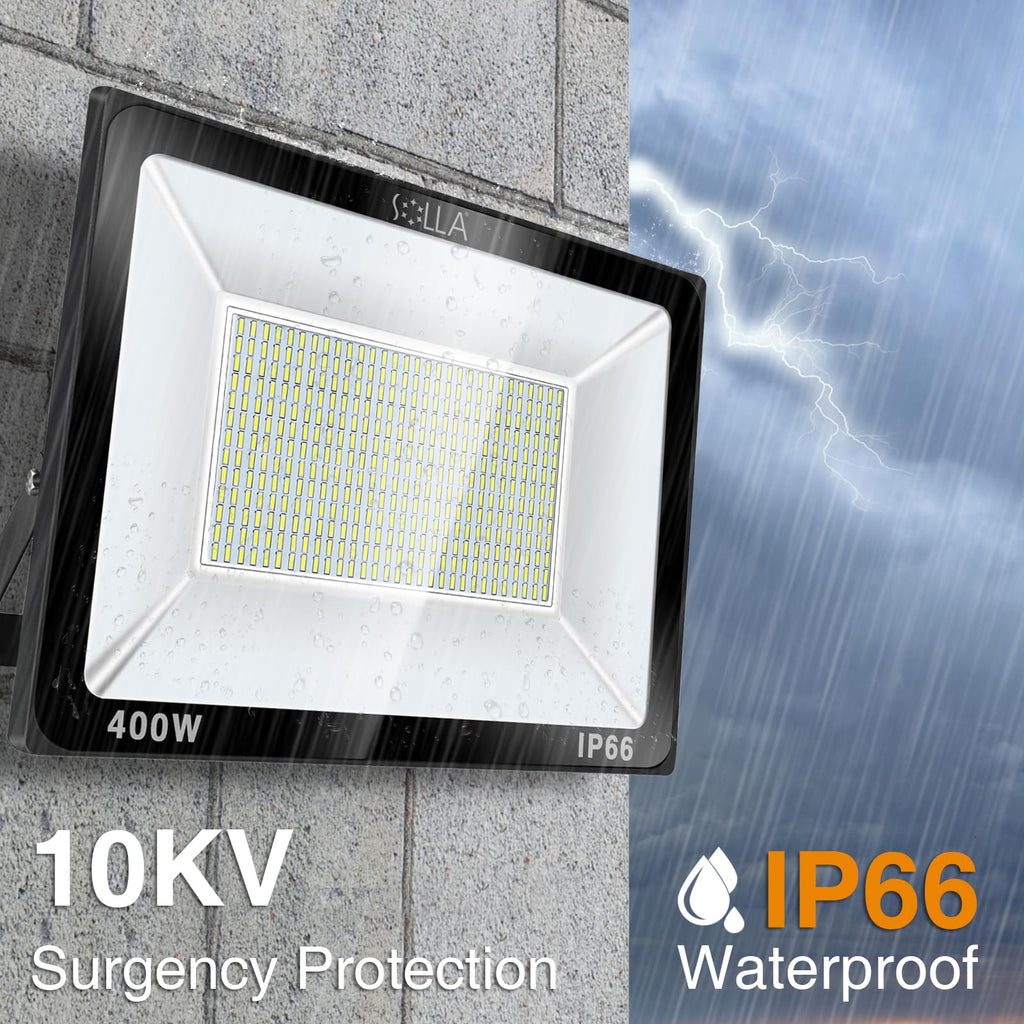 2 Pack 100W LED Flood Light Outdoor, 8000LM Super Bright Security Lights, 550W Equivalent, IP66 Waterproof, 3000K Warm White, Outside Floodlight for Garage, Garden, Lawn and Yard