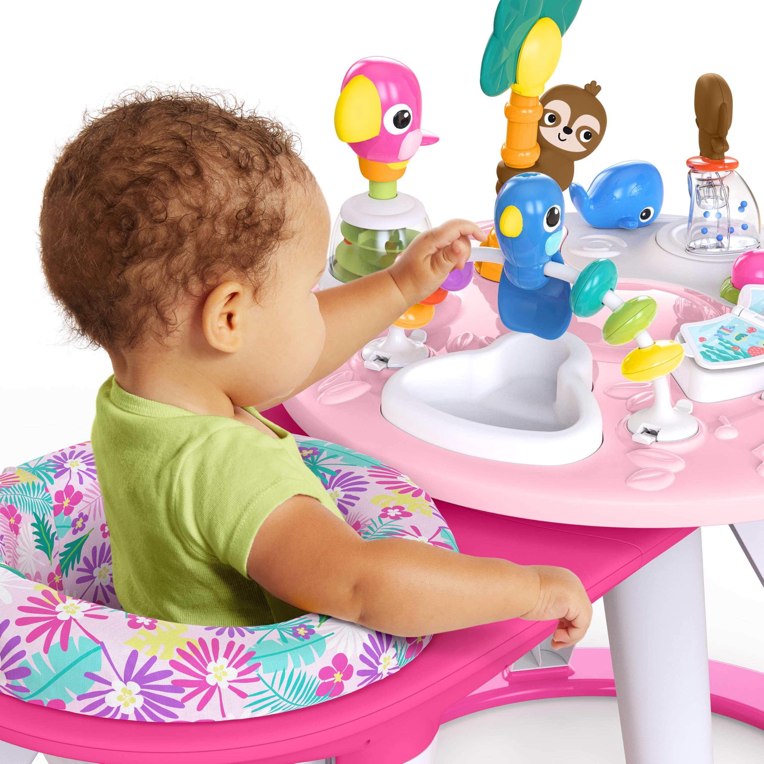 Bright Starts Around We Go 2-in-1 Baby Walker, Discovery Activity Center and Table, Tropic Cool, Ages 6 Months+