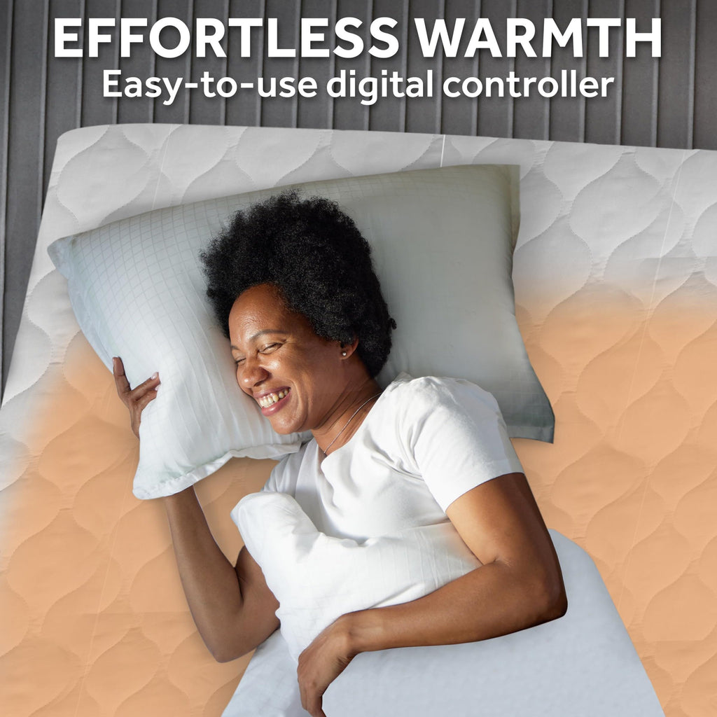 Sunbeam Restful Quilted Water Resistant Heated Mattress Pad - Full White
