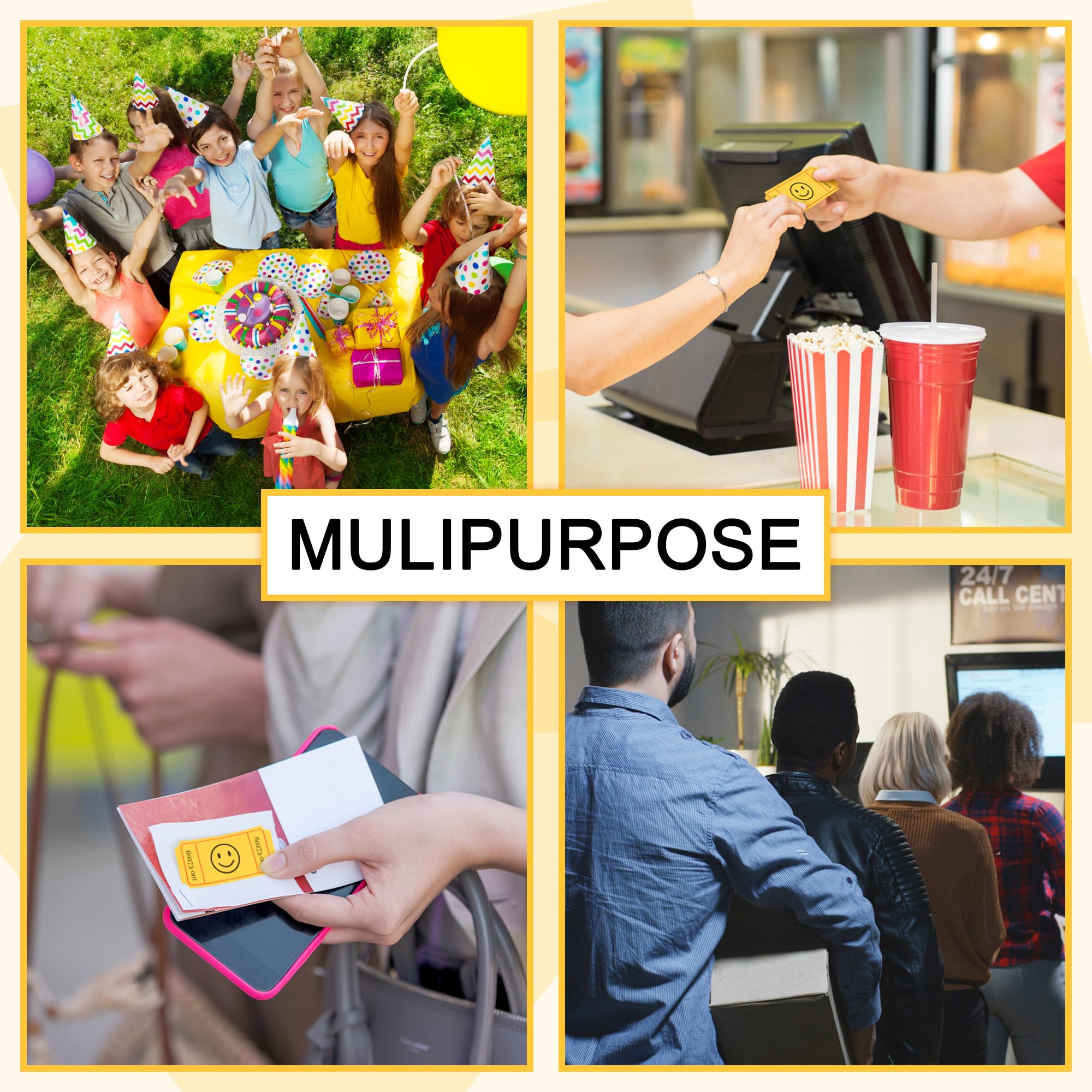 L LIKED 500 Raffle Tickets, Smile,Bule(6 Color Selection), Single Roll, Ticket for Events, Entry, Class Reward, Raffle & Prizes