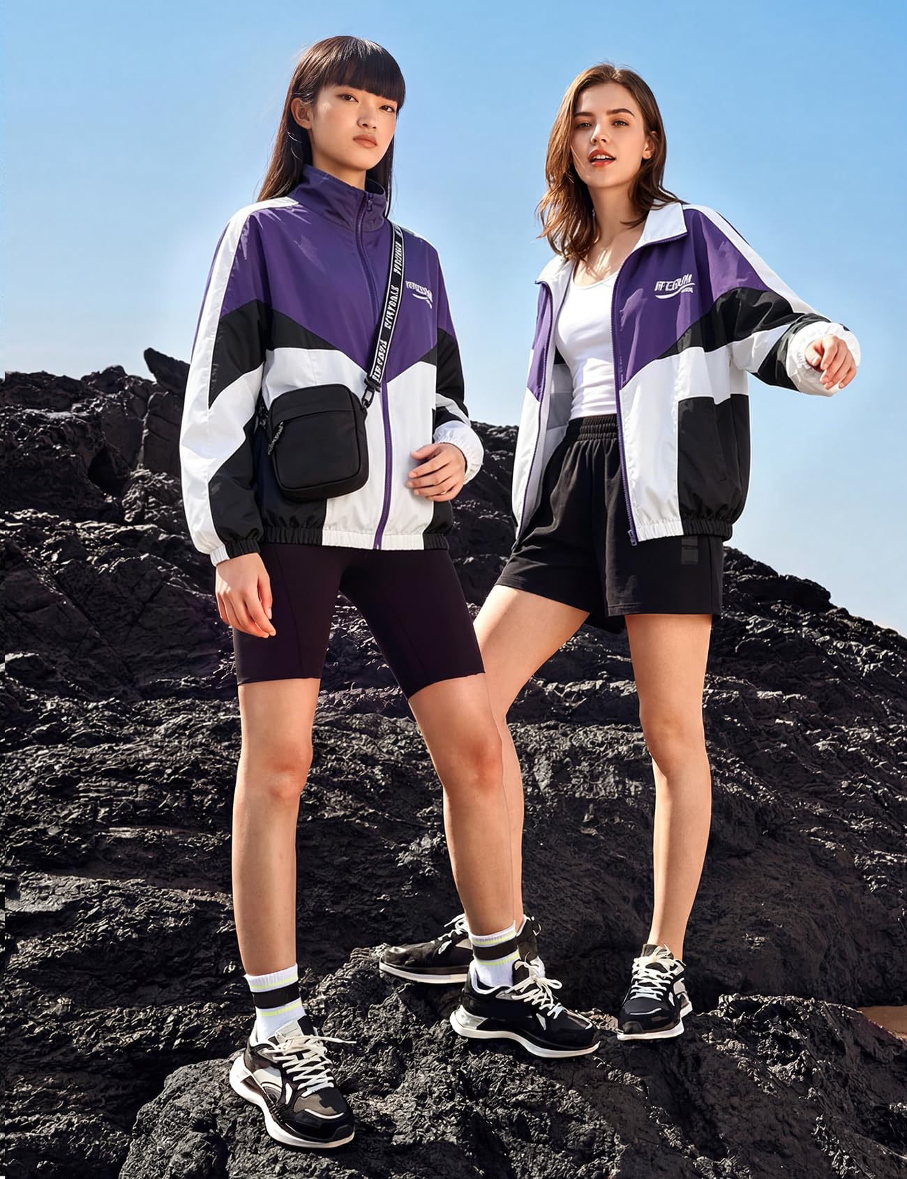 Wyeysyt Women Windbreaker Jacket Y2k Varsity Jackets Oversized Vintage 90s Jacket