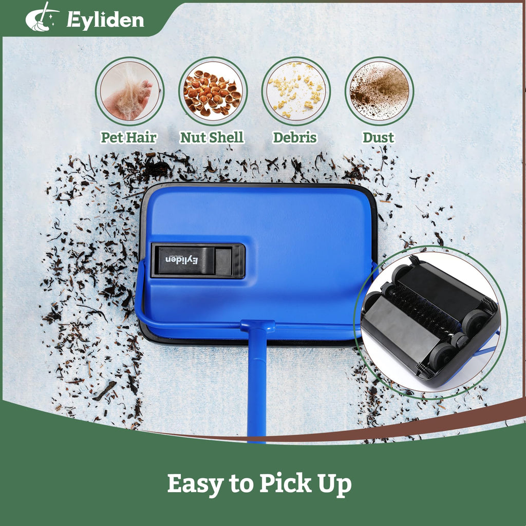 Eyliden Carpet Sweeper, Mini Size Lightweight Hand Push - No Noise, Non-Electric, Easy Manual Sweeping Only for Carpet Cleaning (Black)