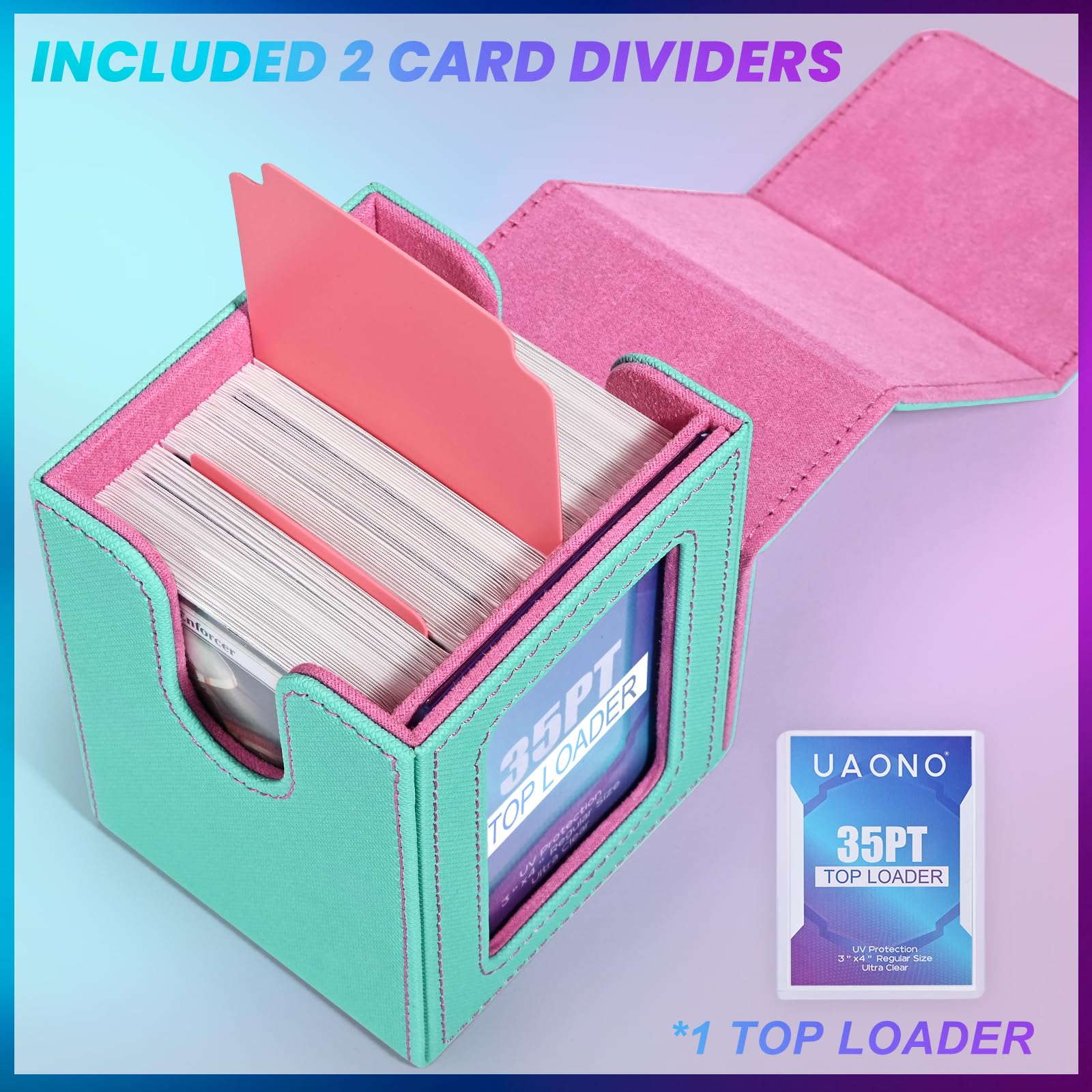 UAONO 4 Pack MTG Commander Deck Box, Independent Commander Display, Fits 400 Double-Sleeved Cards, Magnetic Deck Case for Magic the Gathering TCG, 8 Dividers & 4 Top Loaders (4 Color)