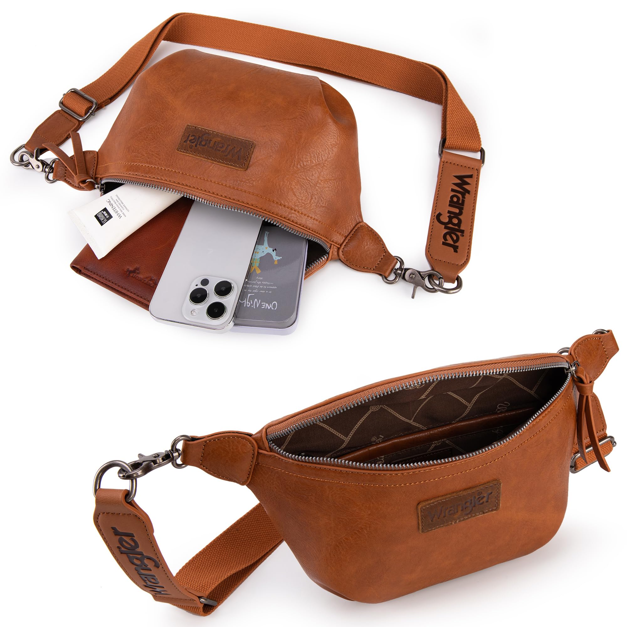 Wrangler Crossbody Bags for Women Large Fanny Packs Bum Bag Travel Belt Bags Sling Purse