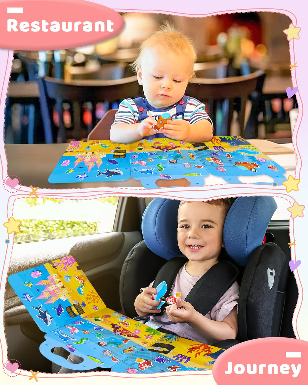 Benresive Reusable Sticker Book for Toddlers, Stickers for Kids, Travel Toys for Arts & Crafts Activities, Birthday Gift for Boys & Girls, Animals Dinosaurs Insects Themes