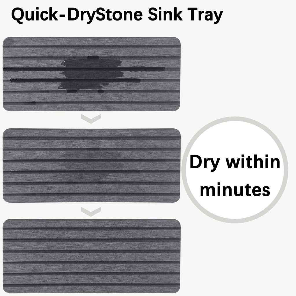 NiuYichee 2 PCS Water Absorbent diatomite Coasters, 7.1" x 3.5" Water Absorbing Stone Tray for Sink, Stone Drying mat for Kitchen Counter, Stone soap Tray Used for Hand Soaps & toiletries & Plants