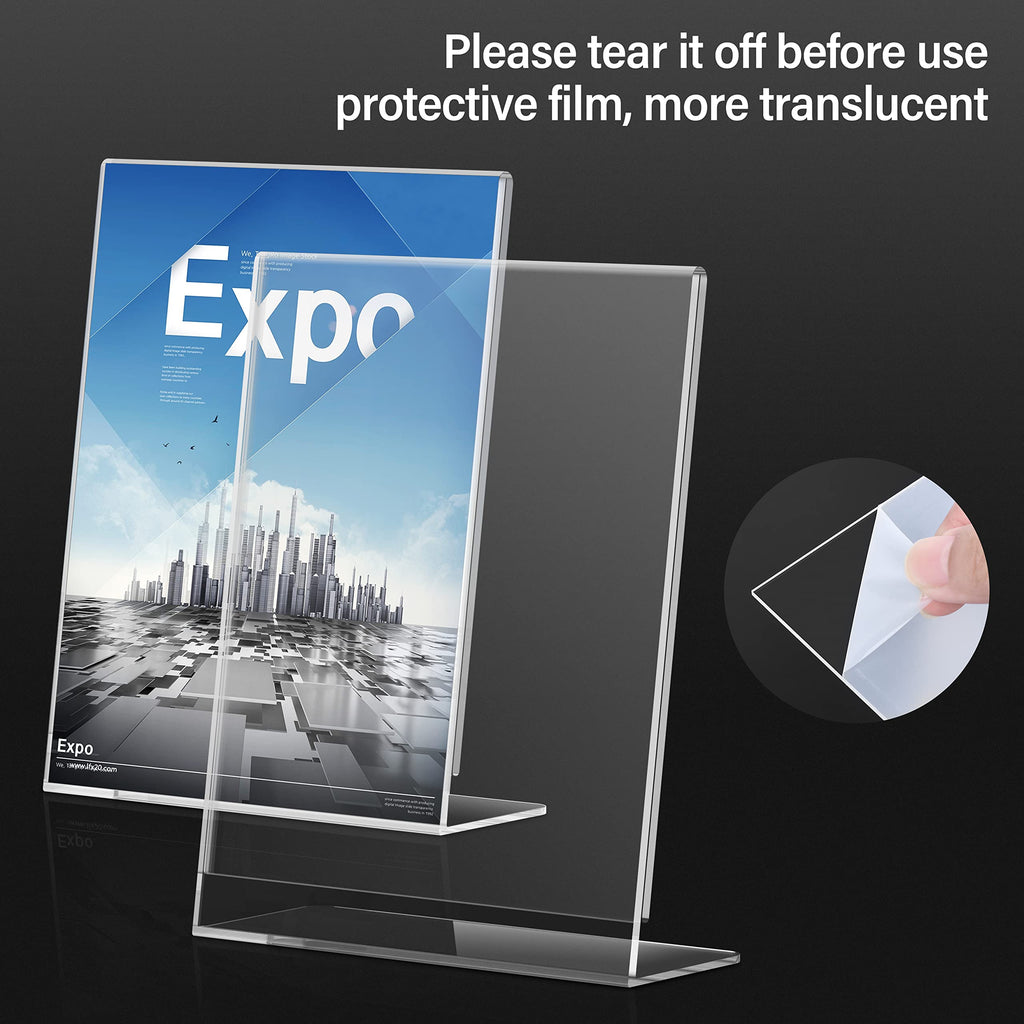 Relx Acrylic Sign Holder 8.5 x 11, Acrylic Display Stand for Display, Slant Back Clear Frames Plastic Sign Holder for Store, Restaurant (6 Pack)
