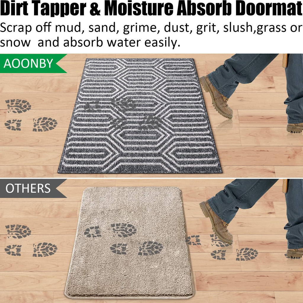 Indoor Doormat 24"x 36", Absorbent Front Back Door Mat Floor Mats, Rubber Backing Non Slip Door Mats Inside Mud Dirt Trapper Entrance Door Rug Carpet, Machine Washable Low Profile-Brown Time Cloister
