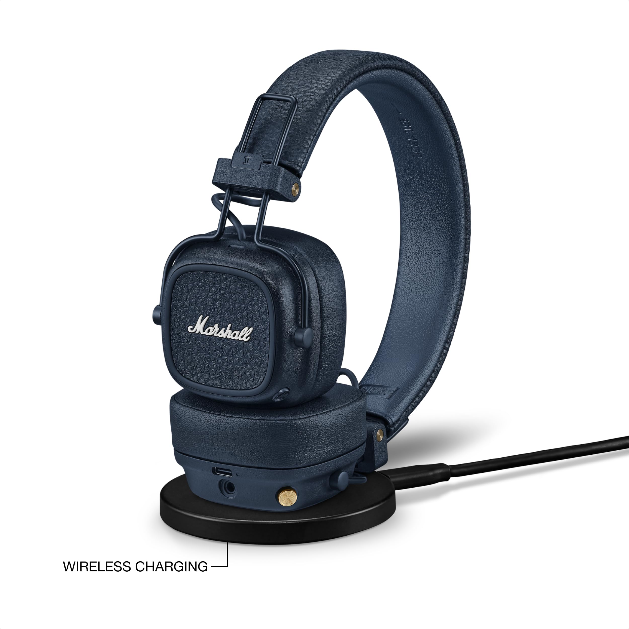 Marshall Major V Wireless On-Ear Bluetooth Headphones - 100+ Hr Playtime | Detachable Audio Cable | Microphone for Calls | Lightweight, Foldable Design for Travel - Black