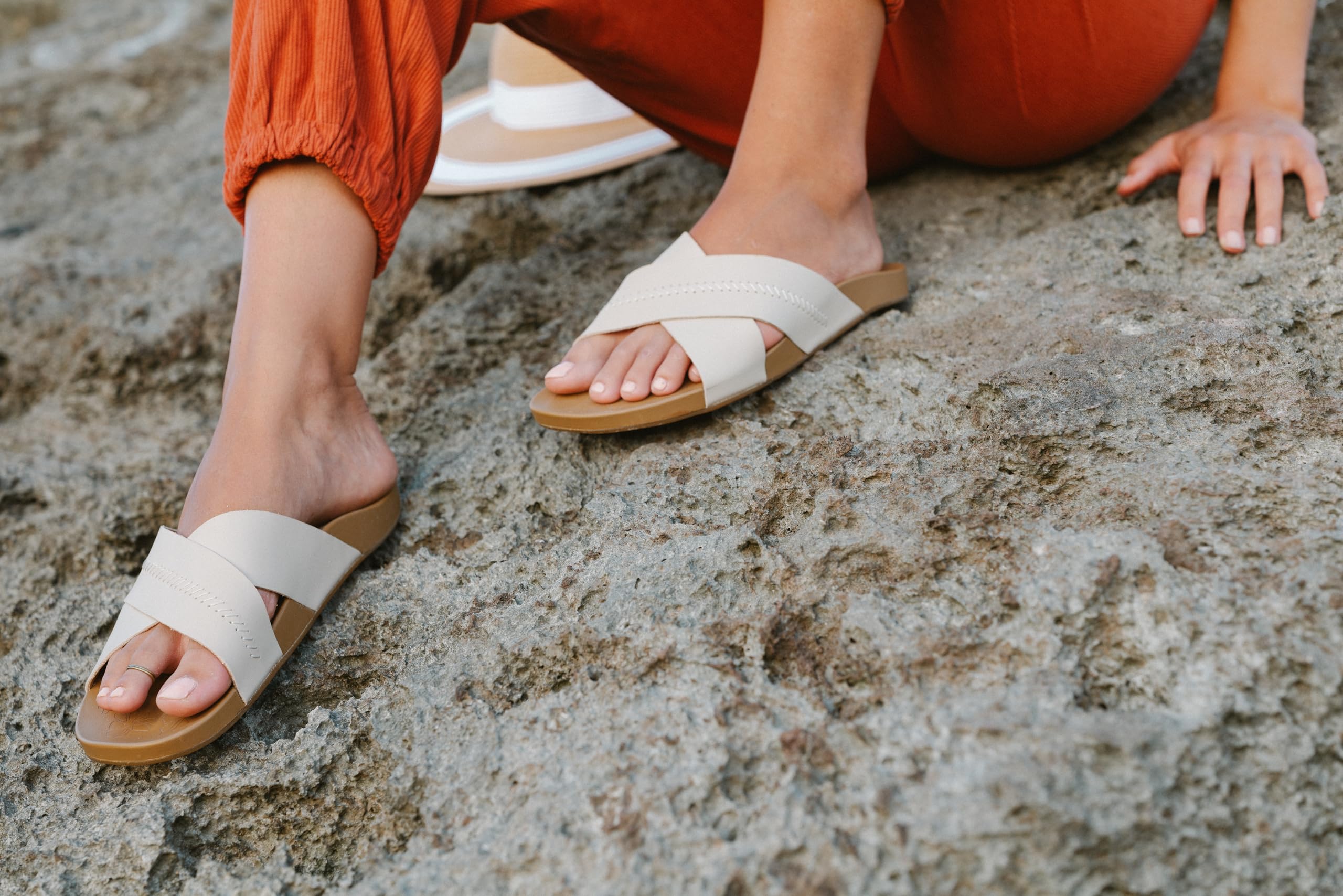 OluKai Kipe'a Olu Women's Slide Sandal, Premium Leather, Relaxed & Dressy Design For Any Occasion, All-Day Comfort & Fit