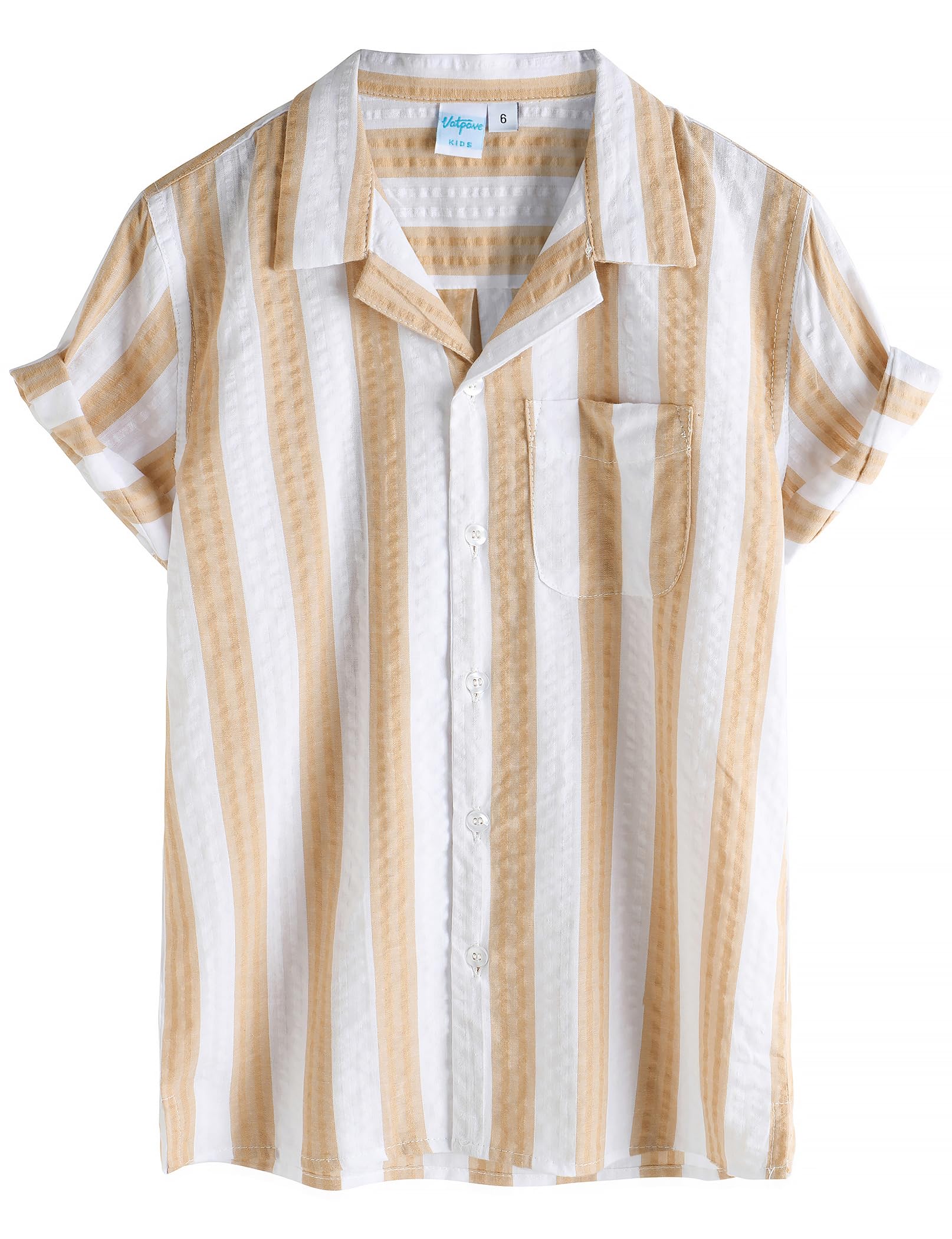VATPAVE Boys Button Down Shirt Short Sleeve Casual Hawaiian Shirt Cuban Collar Summer Beach Shirts with Pocket