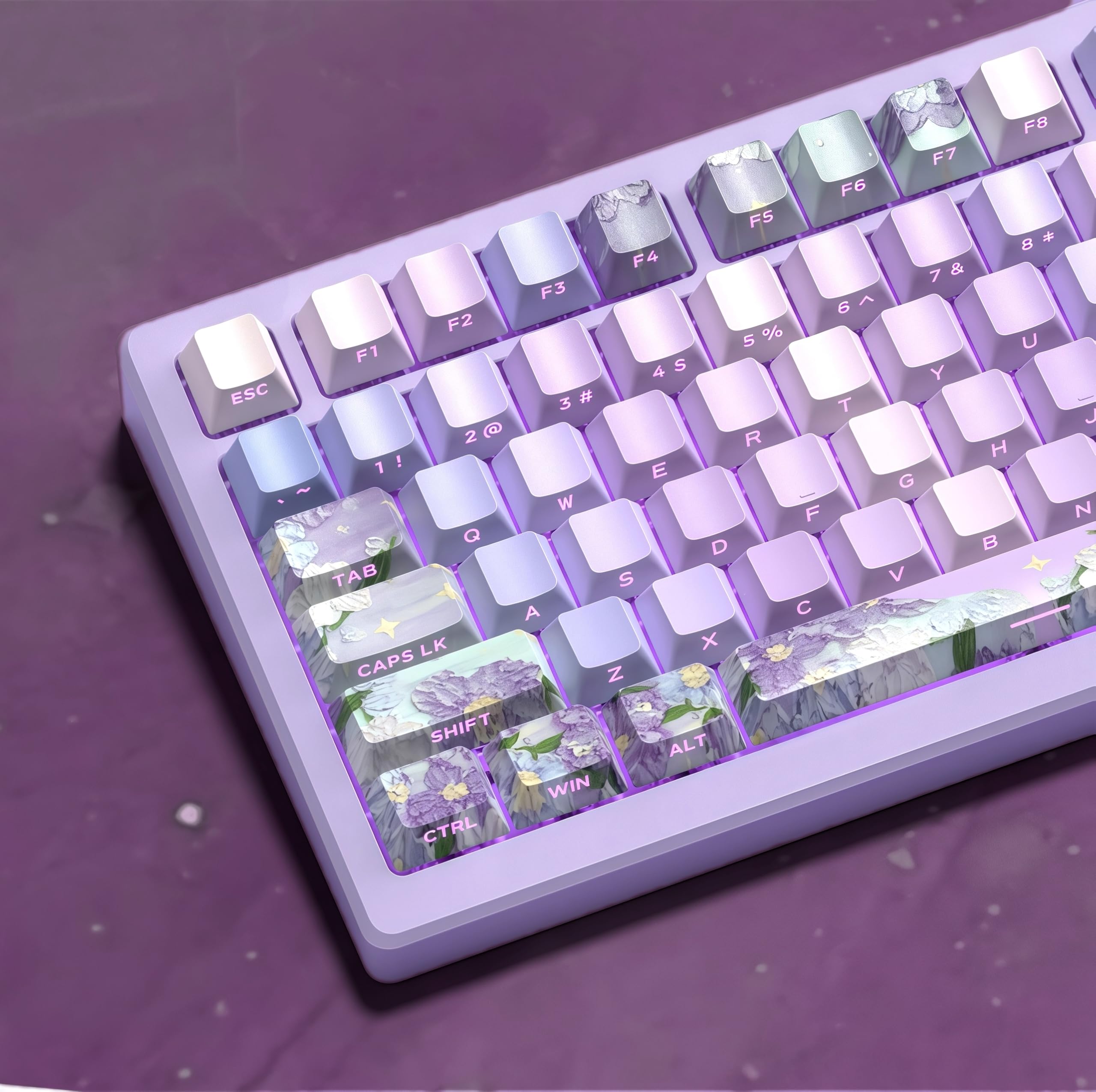 dagaladoo Black Topographic keycaps Double Shot PBT keycaps Shine Through Keyboard Keys Side Printed Key caps Cherry Profile Custom keycap Set for100%, 75%, 65%, 60% US Layout Mechanical Keyboard