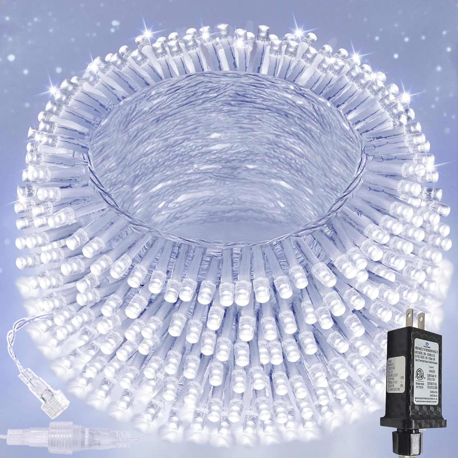 Connectable 100 LED String Lights Indoor Outdoor, 33FT Warm White Christmas Lights Waterproof, 13 Modes with Timer, Twinkle Fairy Lights Plug in Clear Wire for Christmas Tree, Bedroom, Classroom Decor