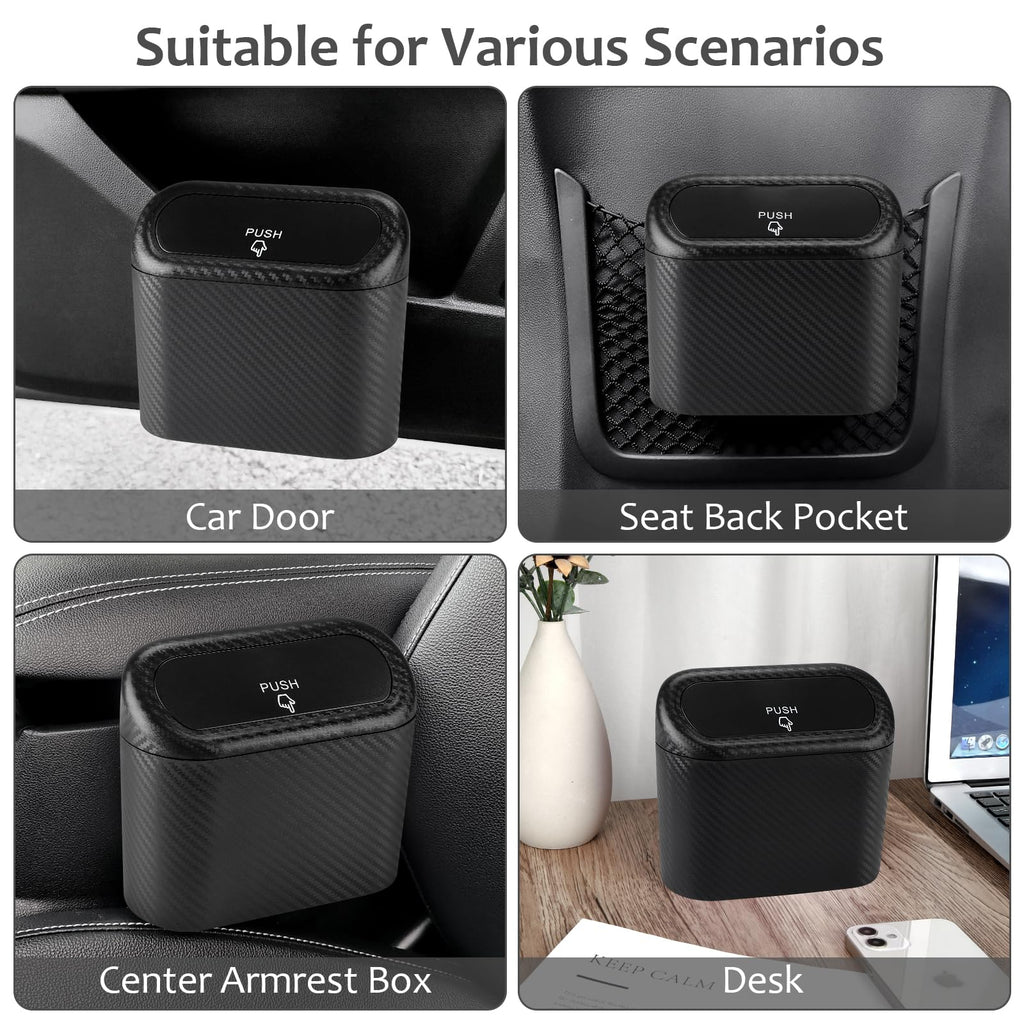 Accmor Car Trash Can with Lid, Mini Auto Dustbin Garbage Organizer with 30 Pcs Plastic Trash Bag, Automotive Garbage Container Bin for Vehicle, Home, Office