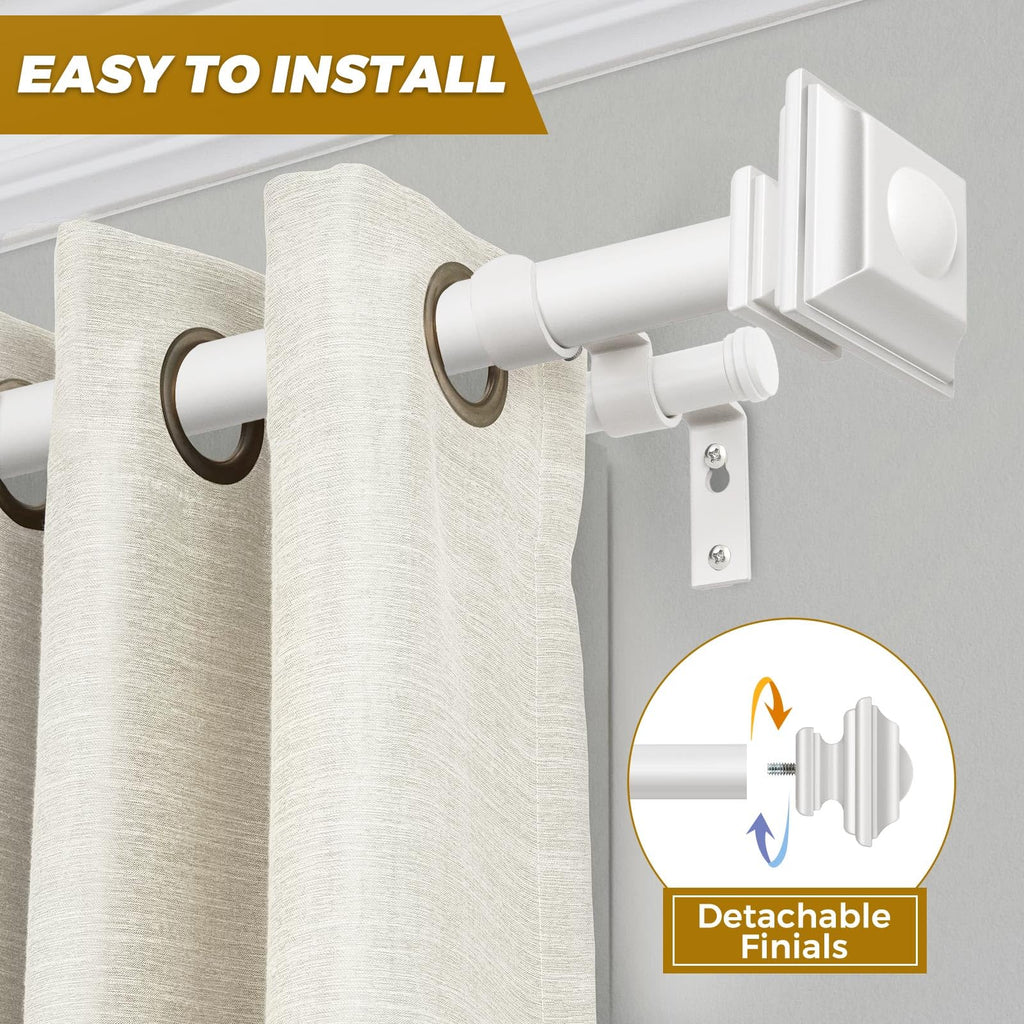 KAMANINA 1 Inch Double Curtain Rods 36 to 72 Inches (3-6 Feet) Telescoping Dark Silver Curtain Rod for Windows 24 to 68 Inches, Heavy Duty Drapery Rods with Square Finials