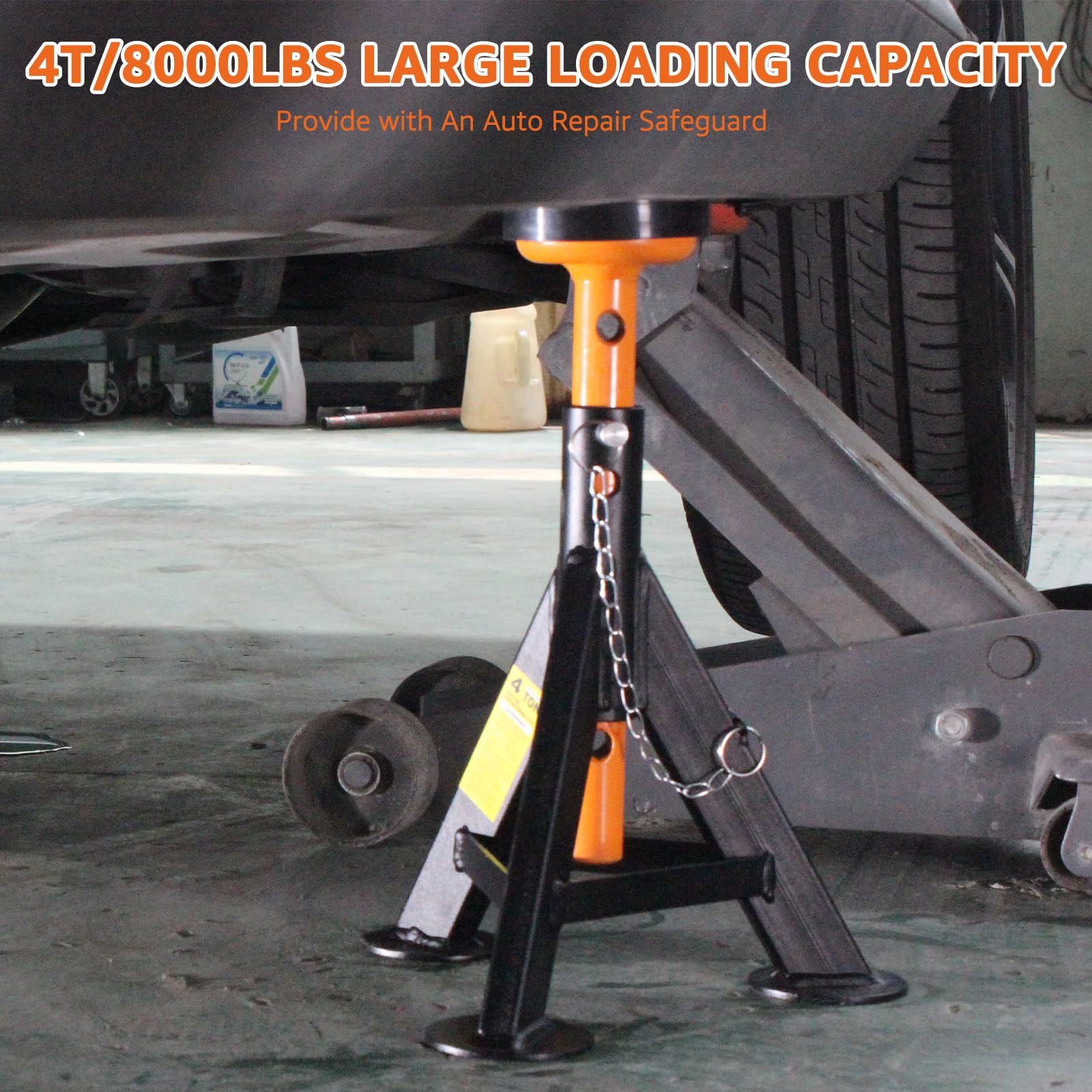 BESTOOL Heavy Duty Jack Stand，Low Profile Car Jack Stand with Security Locking Pins-4ton (8000Ibs) Capacity, 2 Pack