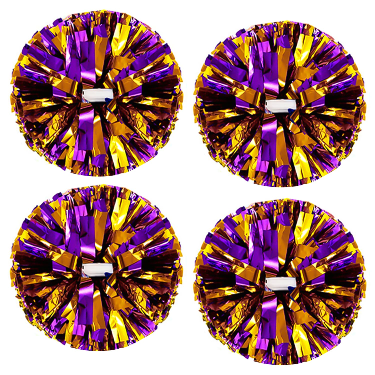 4Pcs Metallic Cheerleading Pom Poms, Creatiee 2 Pair Cheerleader Cheering Squad Pompoms for School Sports Dance Games Team Spirit Cheer