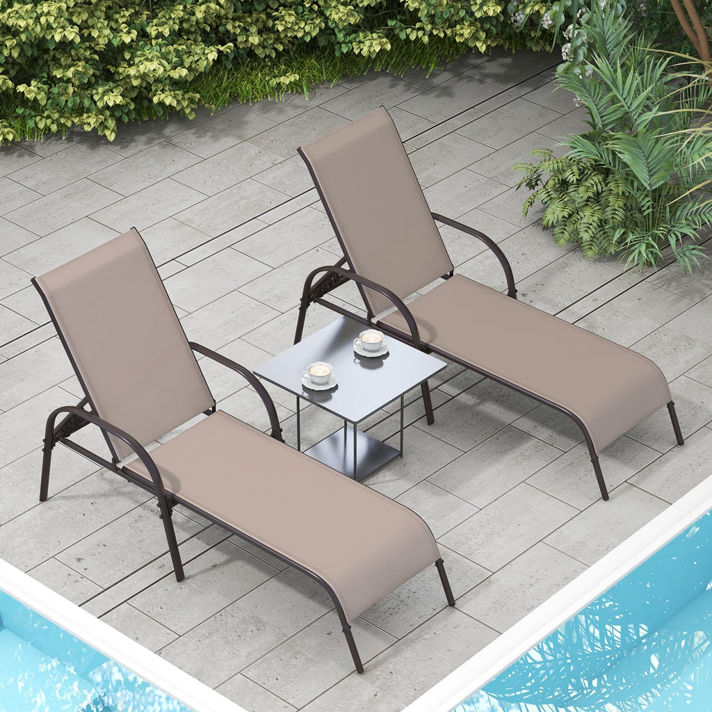 Giantex Patio Lounge Chair, Outdoor Chaise Lounge with 5 Adjustable Backrest, Sturdy Steel Frame, Sunbathing Recliner, Beach Chair, Tanning Chair for Outside, Yard, Balcony, Pool Chairs, Black