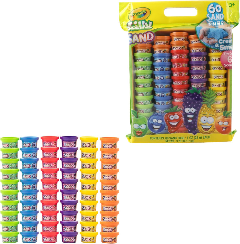Crayola Silly Scents Play Sand – 60 Mini 1oz Tubs of Moldable Sensory Sand in 6 Bright Colors | Easter Day Party Favors, Classroom Prizes, Sensory Toys, Fidget & Creativity
