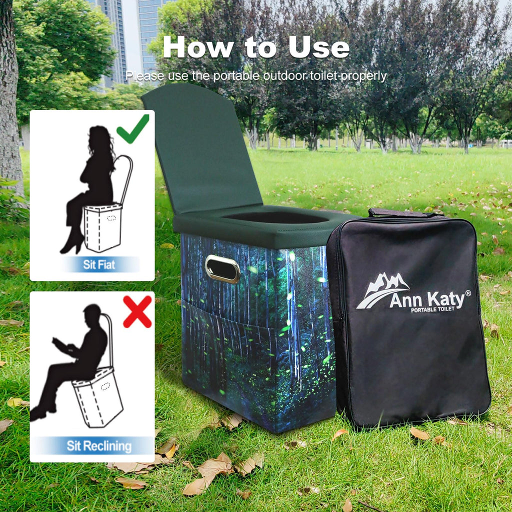 Ann Katy Upgrade XL Portable Toilet for Adults, Extra Large Portable Travel Floding Toilet, Camping Tall Toilets with Lid for Adults and Kids Compact Potty for Car,Hiking,Beach and Camping
