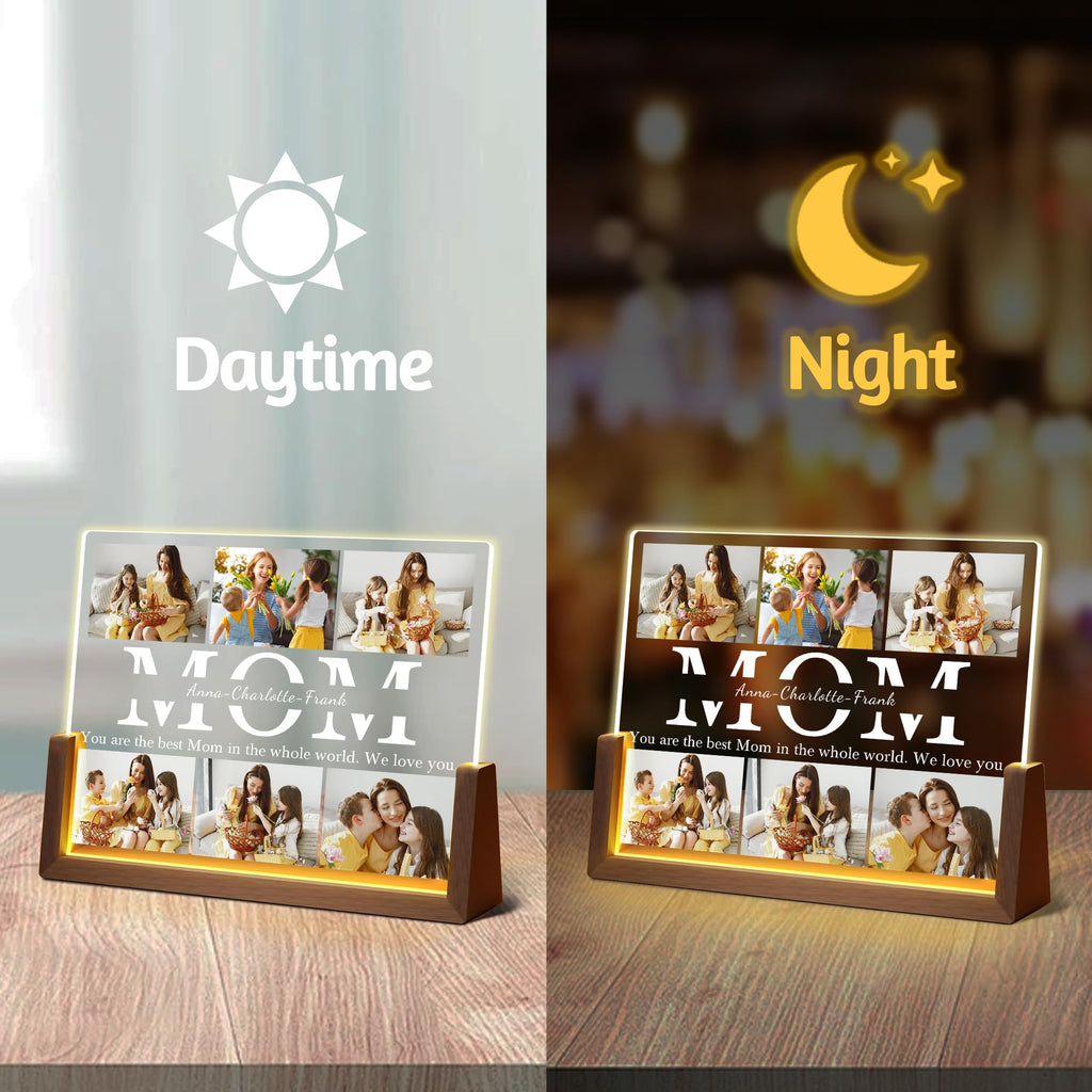 Personalized Fathers Day Birthday Gifts For Daddy Dad From Daughter Son Wife, Custom Acrylic Plaque Light Up Picture Frame, Customized Dad Gifts For Husband Men Papa Fathers Day Christmas