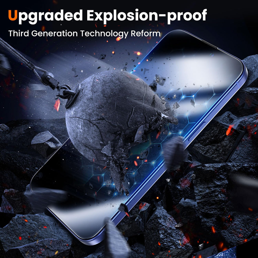 UniqueMe for iPhone 12 Pro Max Privacy Screen Protector - [Military Grade Shatterproof & 9H+ Hardness] Screen Protector 12 Pro Max Tempered Glass Full Coverage Protection, Easy to install, 2 Packs