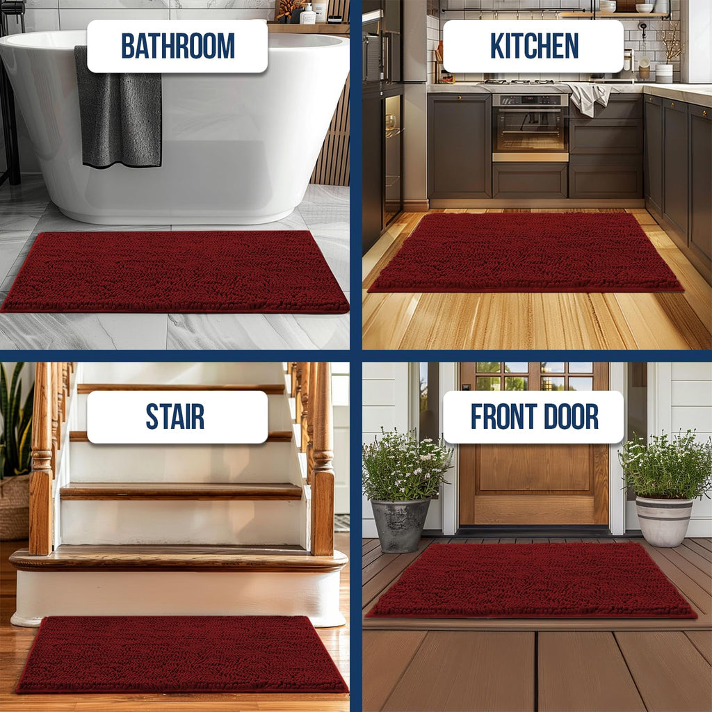 Muddy Mat Chenille Bathroom Rugs Quick Dry Microfiber Mats Non Slip Washable, Extra Thick, Soft and Highly Absorbent Bath Mats for Bathroom, Kitchen, and Shower Floor - Atlantic Blue Small 28"X18"