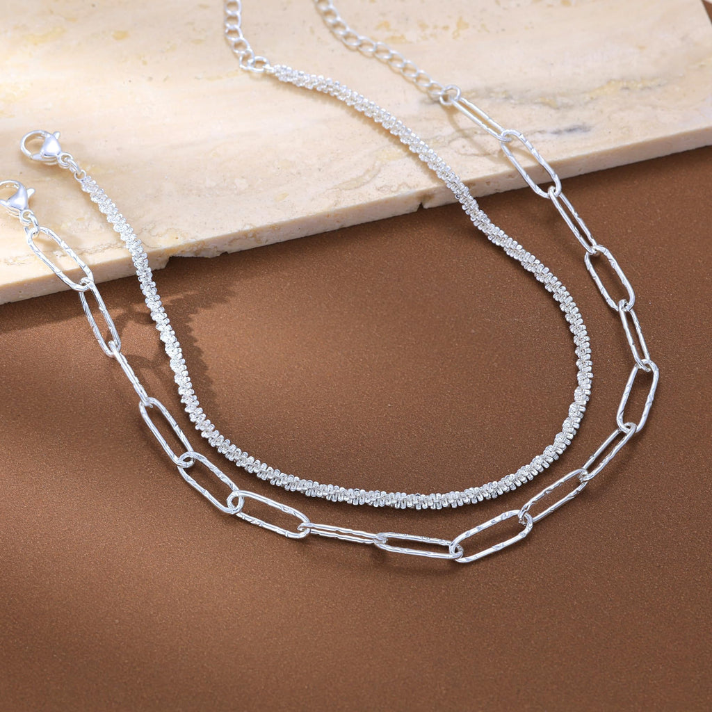 Freekiss Sterling Silver Ankle Bracelets for Women: Dainty Layered Waterproof Anklet for Women Adjustable Womens Anklet Set Stackable Figaro Beaded Cuban Link Anklets Beach Jewelry for Women