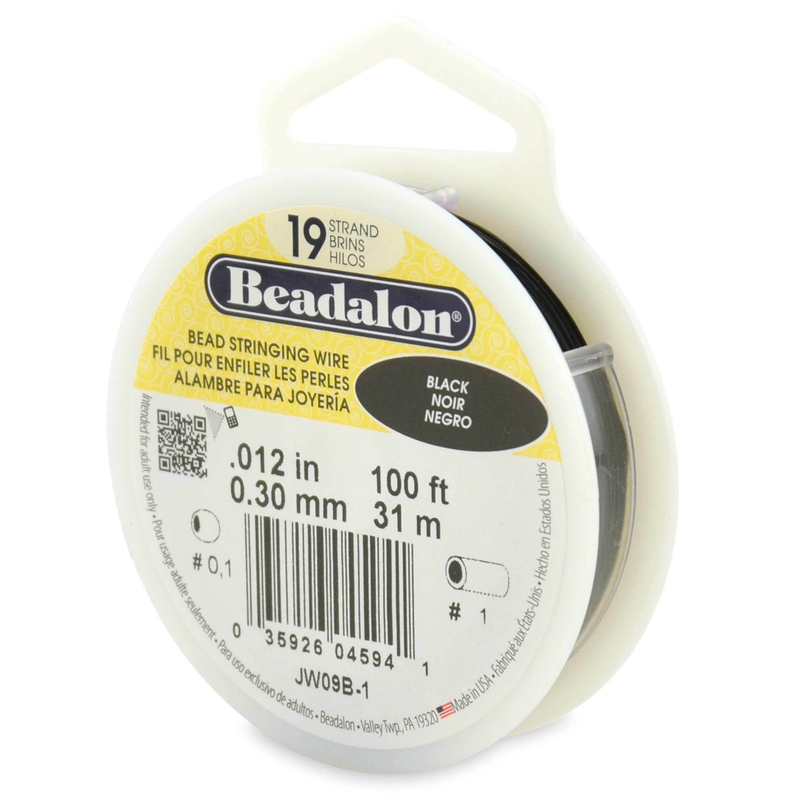 Beadalon 19 Strand Stainless Steel Bead Stringing Wire, .010 in / 0.25 mm, Bright, 100 ft / 31 m