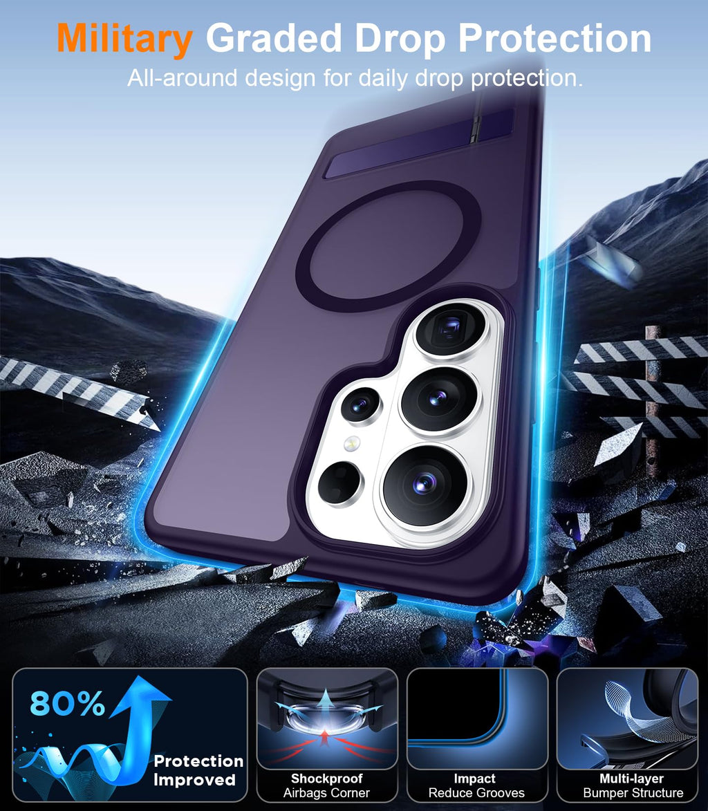 for Samsung Galaxy Z Fold 8 Case,[Compatible with MagSafe][Built-in HD Screen Protector & Kickstand][Hinge Protection]Translucent Matte Full-Body Shockproof Phone Case for Galaxy Z Fold 8,Black