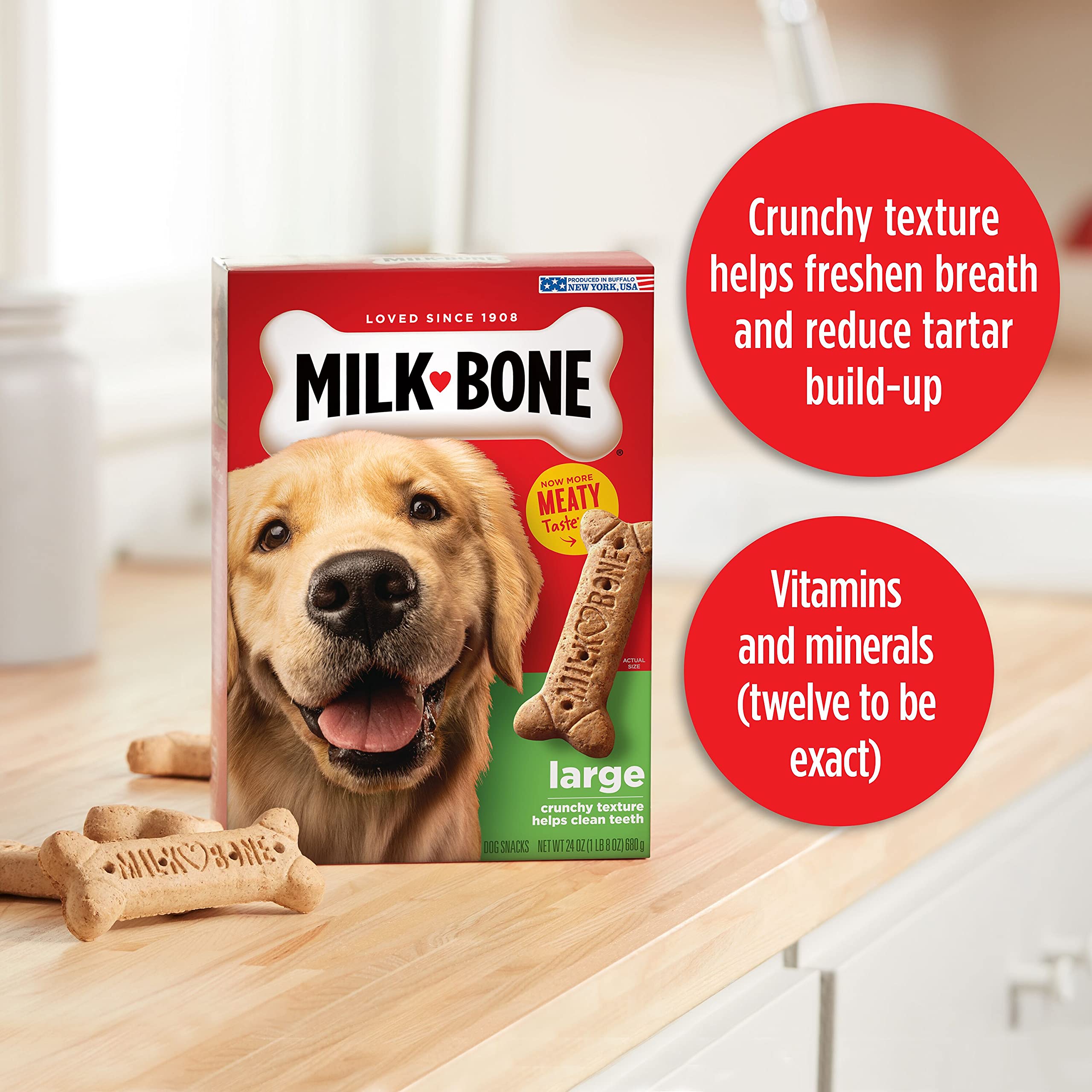 Milk-Bone Crunchy Small Dog Treats, 24 Oz. Boxes, Original Beef Flavor (Pack of 12)