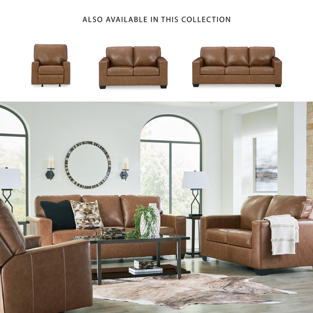 Signature Design by Ashley Bolsena Contemporary Leather Match Loveseat, Dark Brown