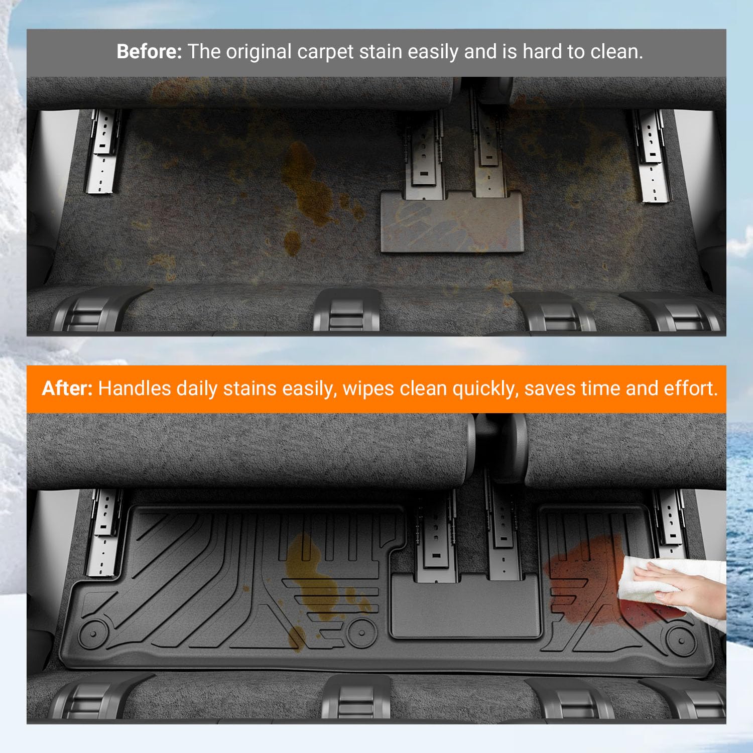 powoq Floor Mat Compatible with 18-24 Chevy Traverse Cargo Mat Replacement for 2018-2024 Chevy Traverse Accessories(Trunk+Backrest+7Seats Floor Mat)