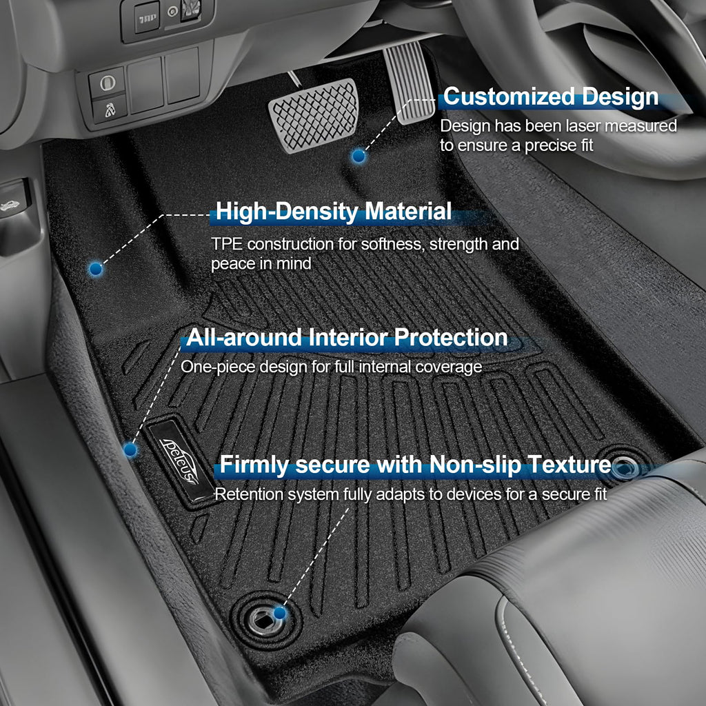 PELEUS Floor Mats for Toyota 4Runner 2003-2009 (4th Gen), All Weather Custom Fit Car Mats & Cargo Liner Set, Odorless TPE Heavy Duty Protection Accessories, Black (Only 5-Seat Models)