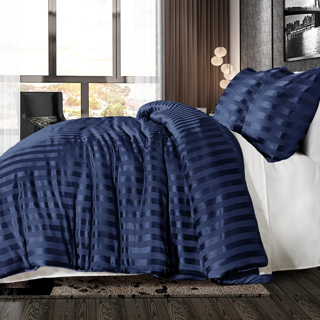 Whale Flotilla 2-Piece Reversible Silky Soft Twin Size Comforter Bedding Set, Luxurious Satin Comforters with Satin Pillowcase, Lightweight Duvet for All Seasons, Black