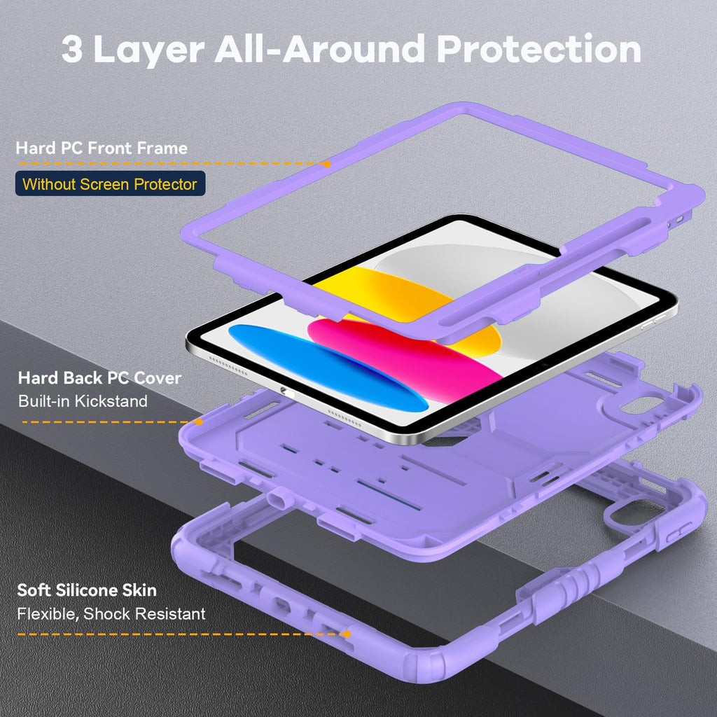 OKP Case for iPad 9th/ 8th/ 7th Generation (2021/2020/2019), Heavy Duty 10.2 inch iPad Shockproof Rugged Protective Cover with Built-in Stand, Hard iPad 9 8 7 Gen Cases for Kids Girls Boys, Black
